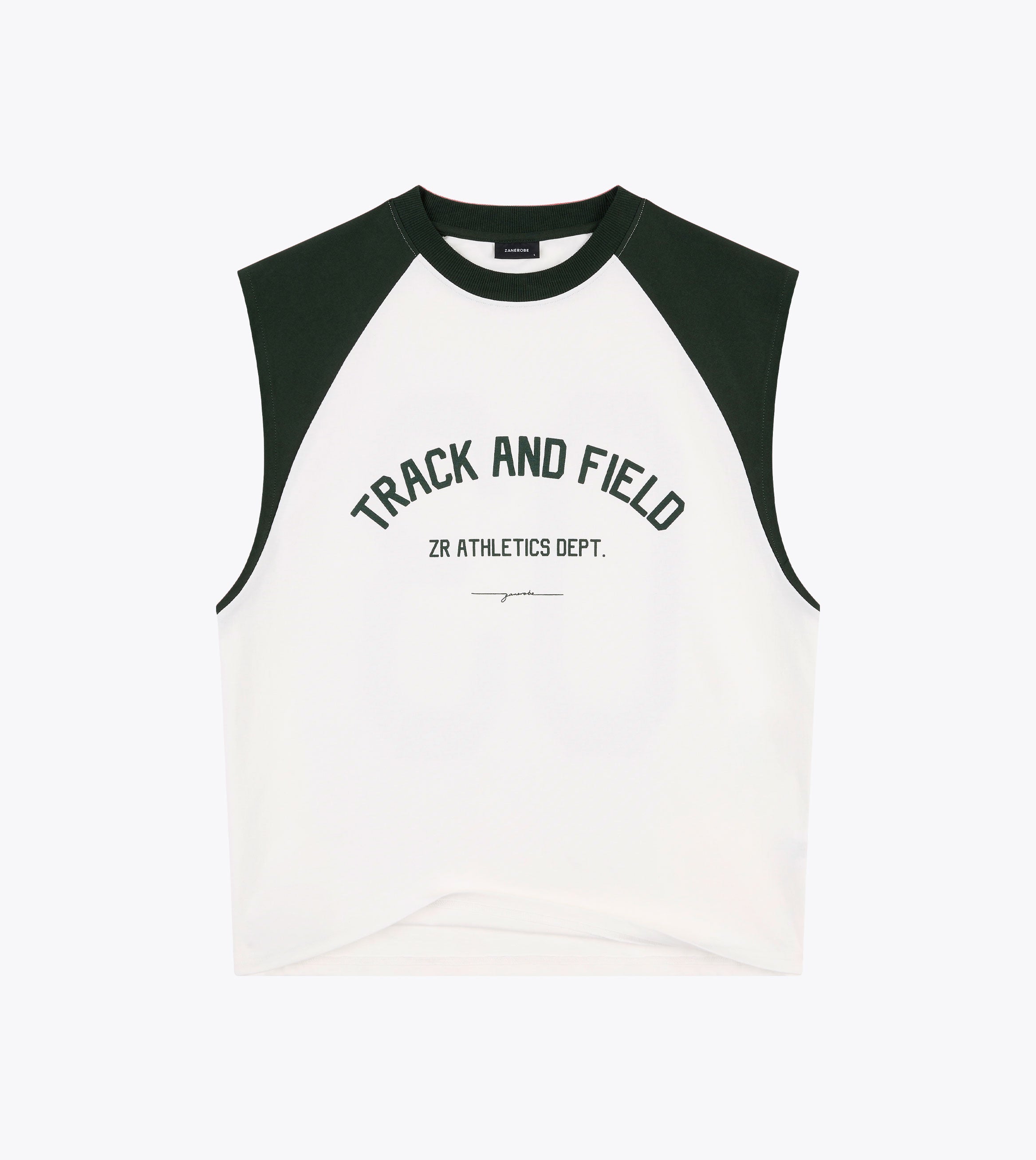 Ath. Raglan Muscle Vintage White/Forest