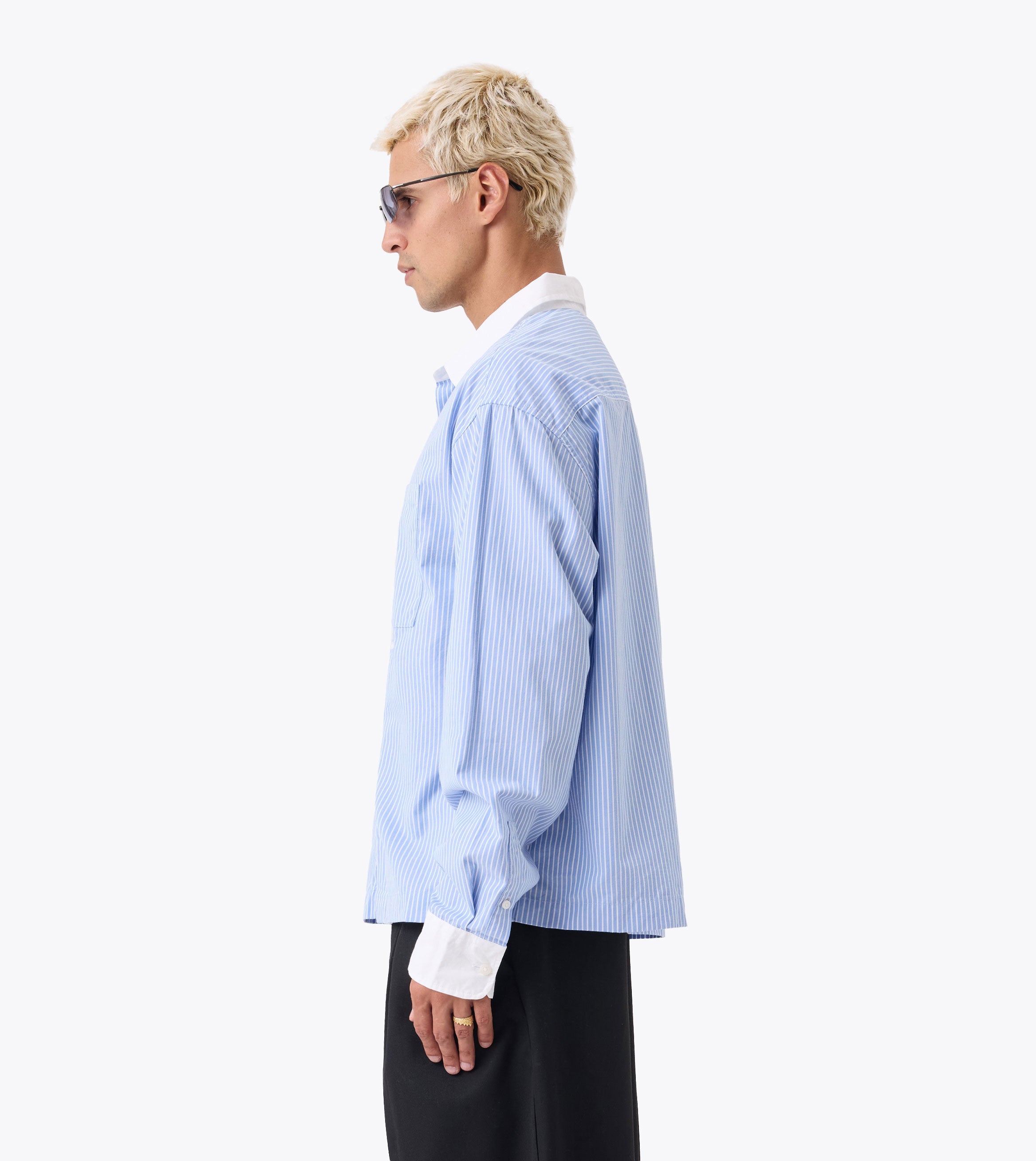 Bankers Box Crop LS Shirt Blue Stripe