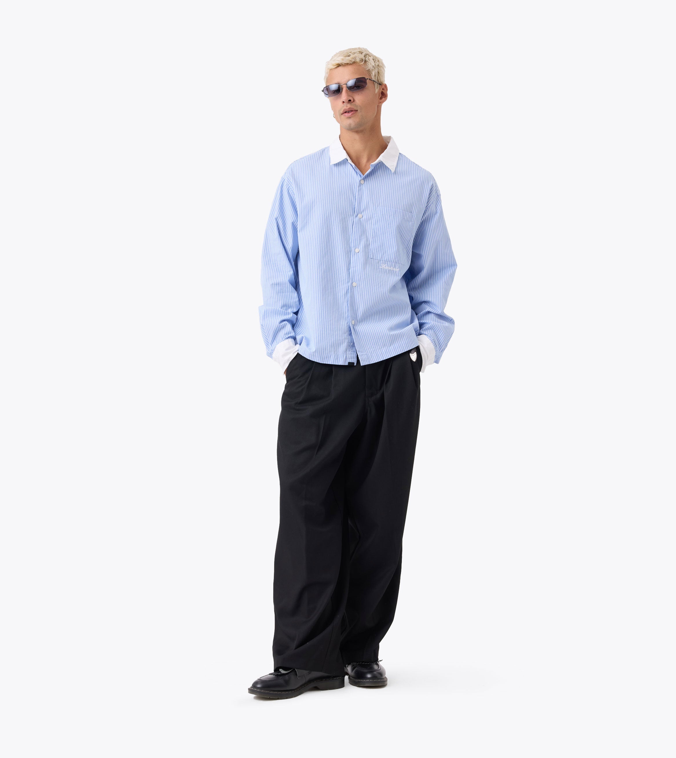 Bankers Box Crop LS Shirt Blue Stripe - Coming Soon