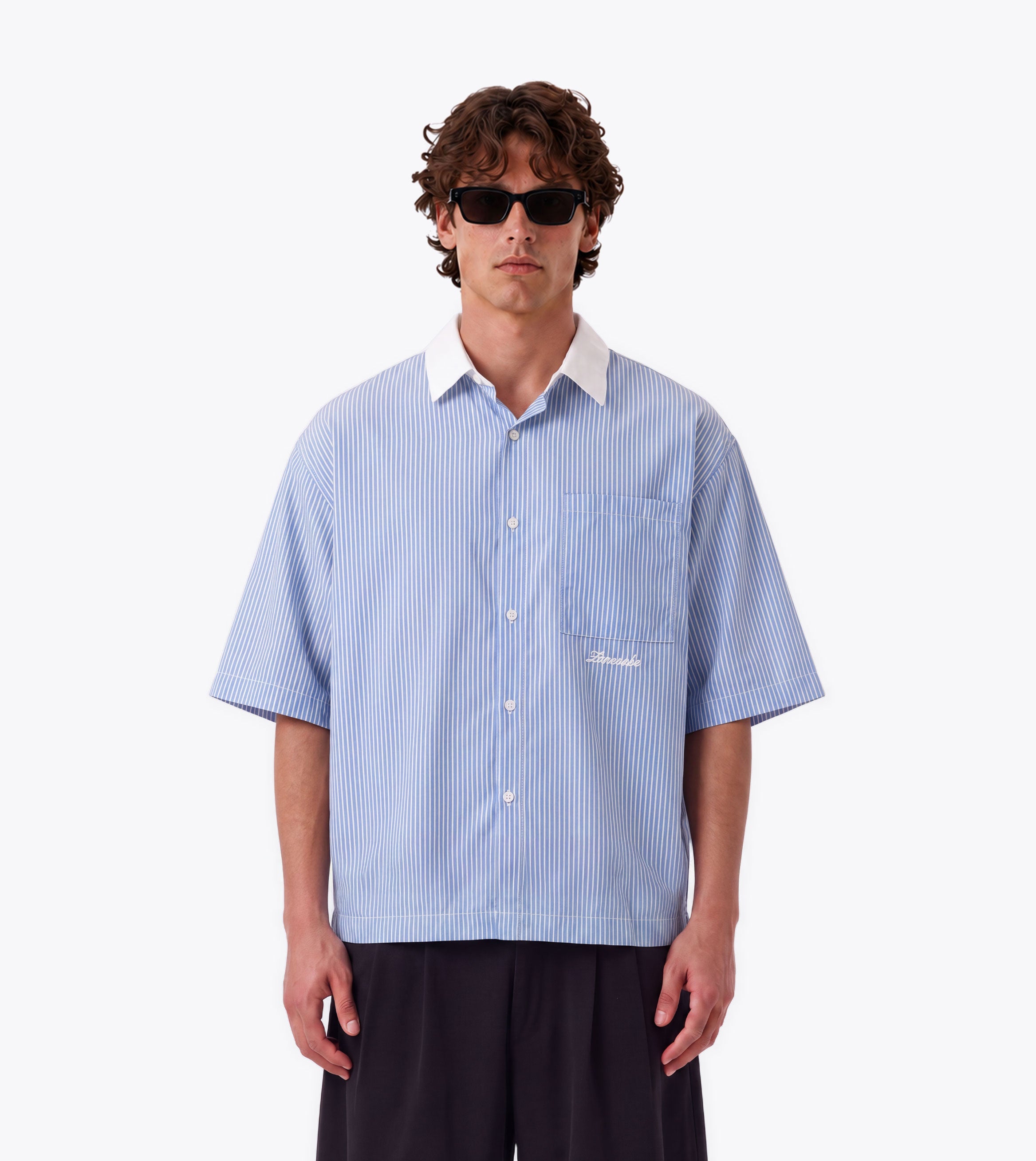 Bankers Box Crop Shirt Blue White - Coming Soon