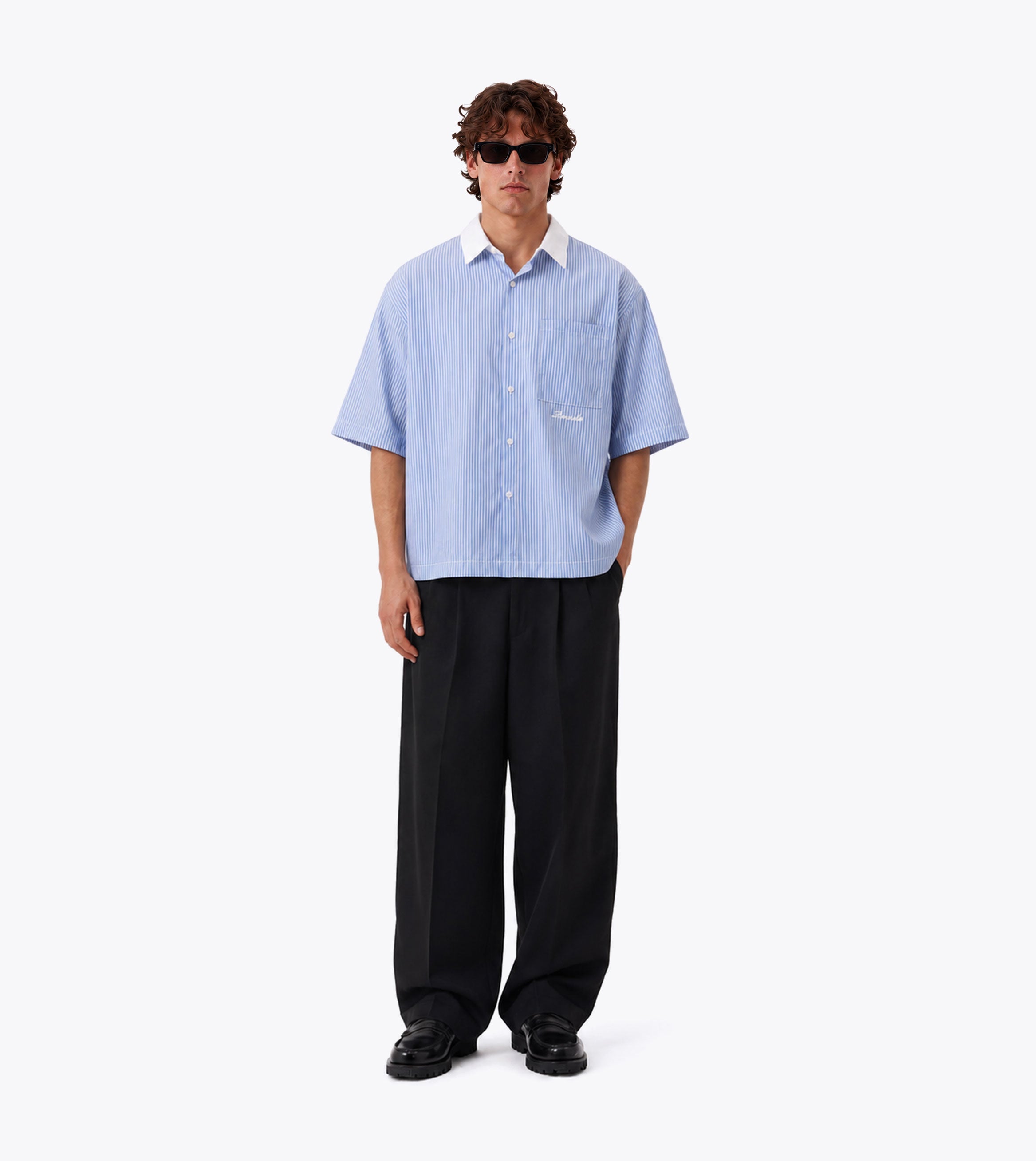 Bankers Box Crop Shirt Blue White - Coming Soon