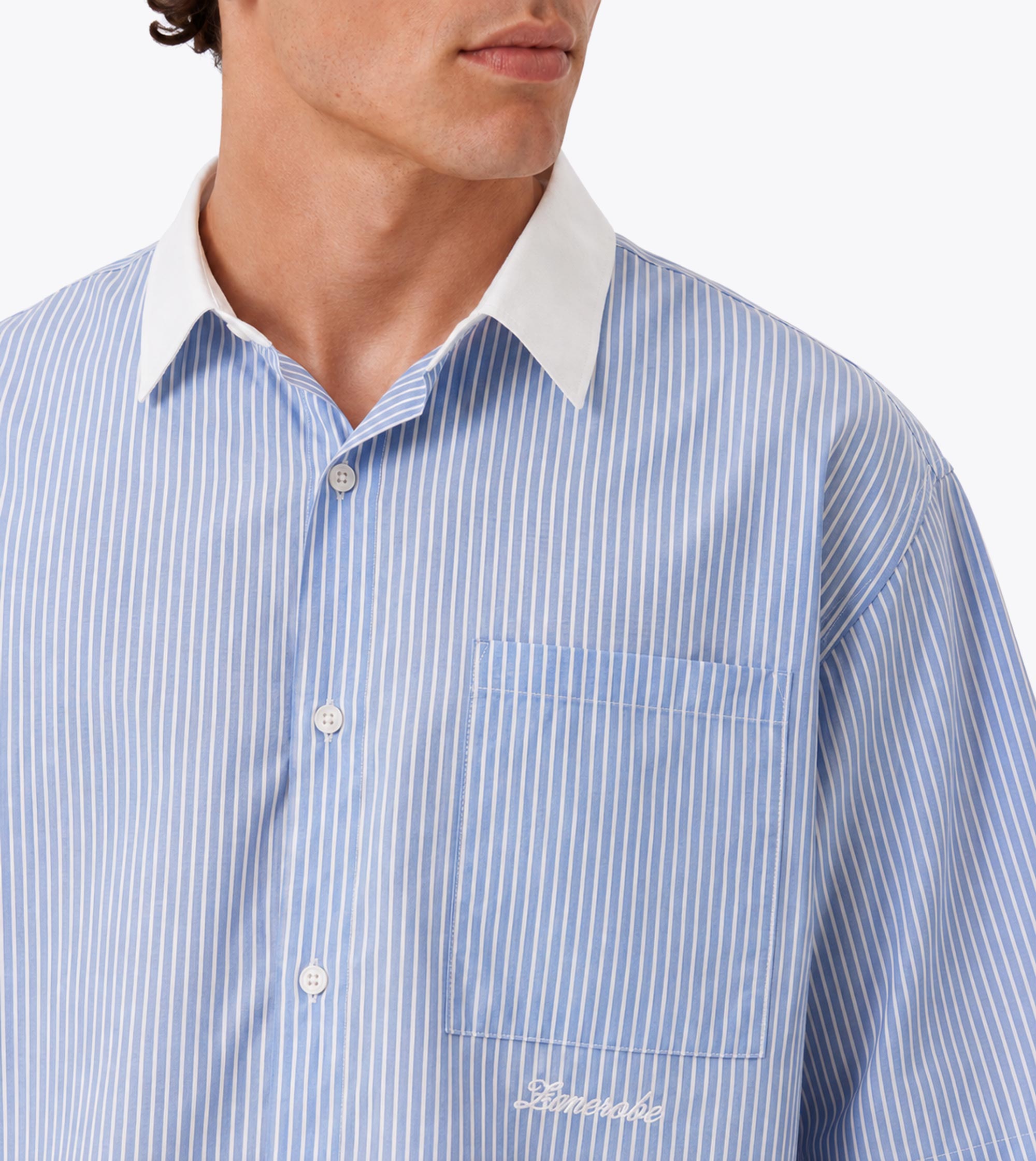 Bankers Box Crop Shirt Blue White - Coming Soon