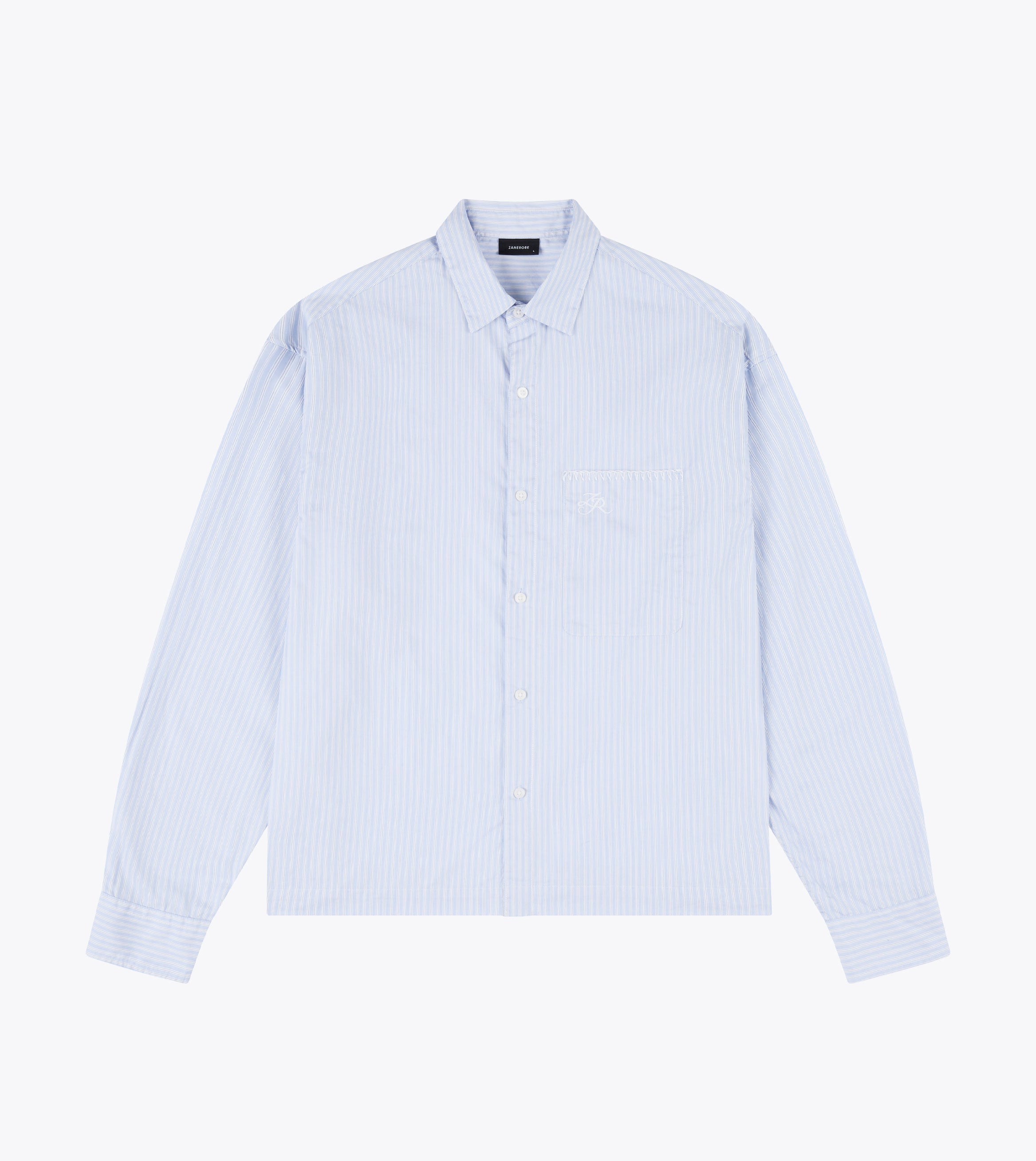 Box Crop LS Shirt Blue Stripe