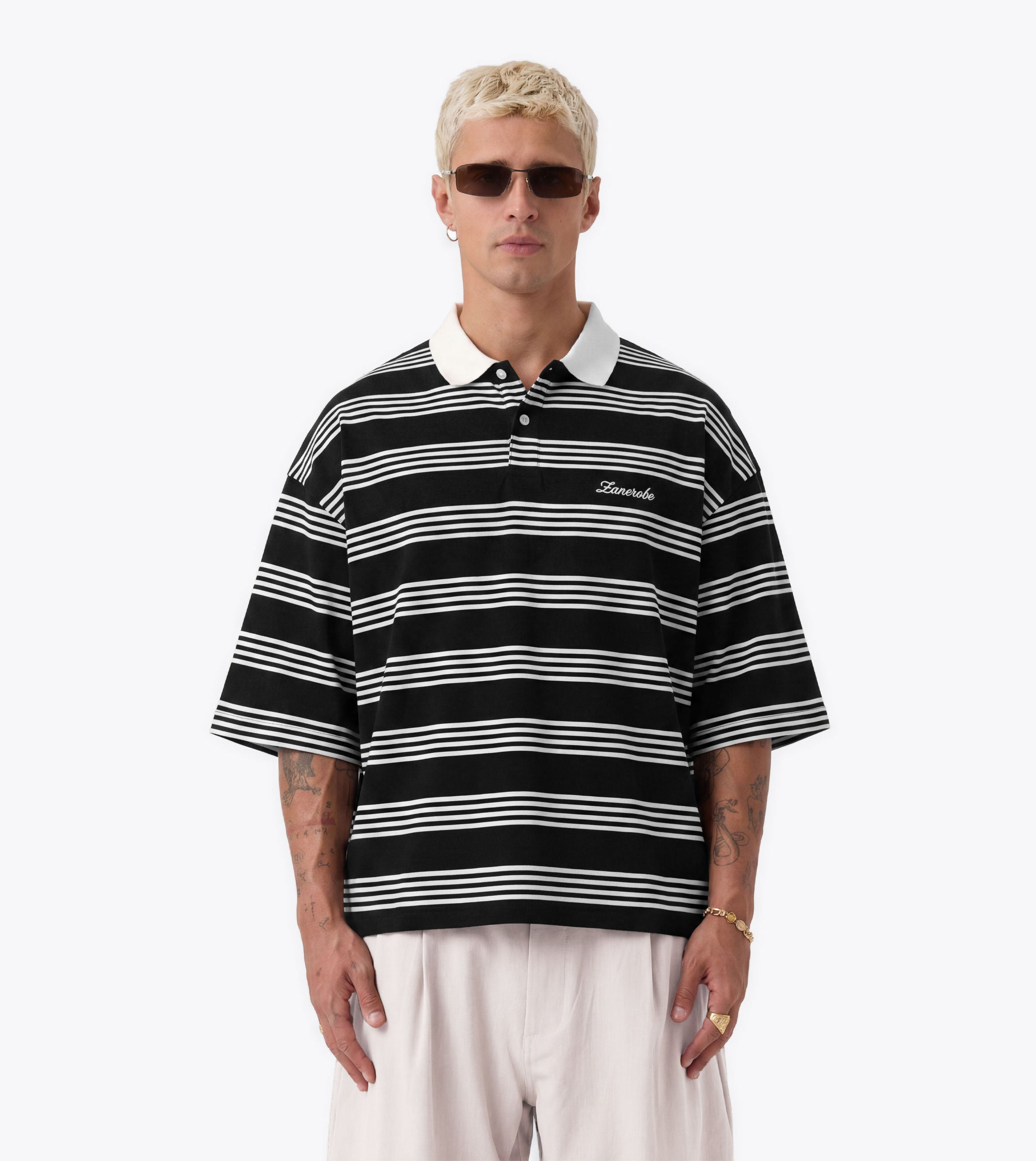 Box Crop Polo Black/White - Coming Soon
