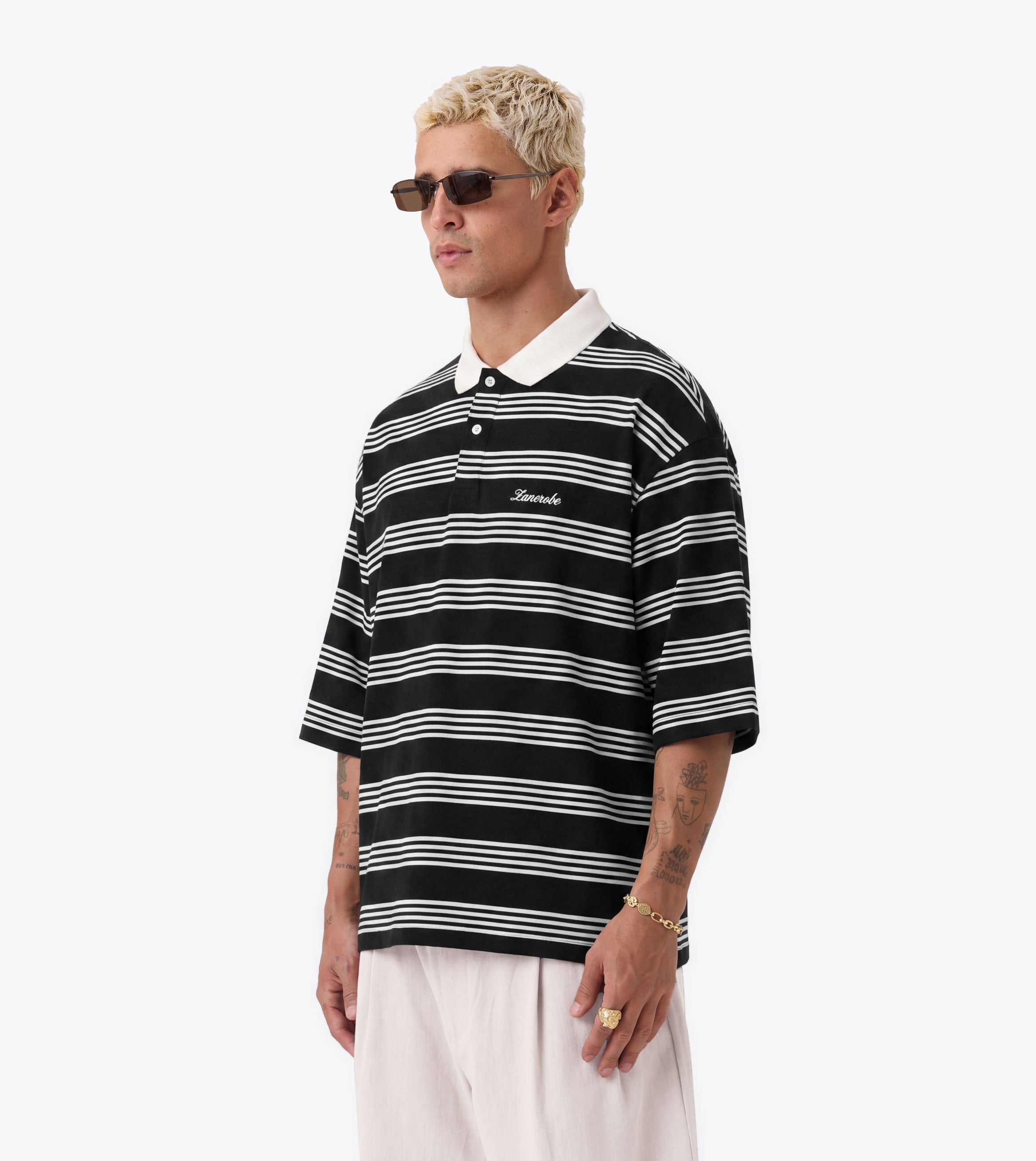 Box Crop Polo Black/White - Coming Soon