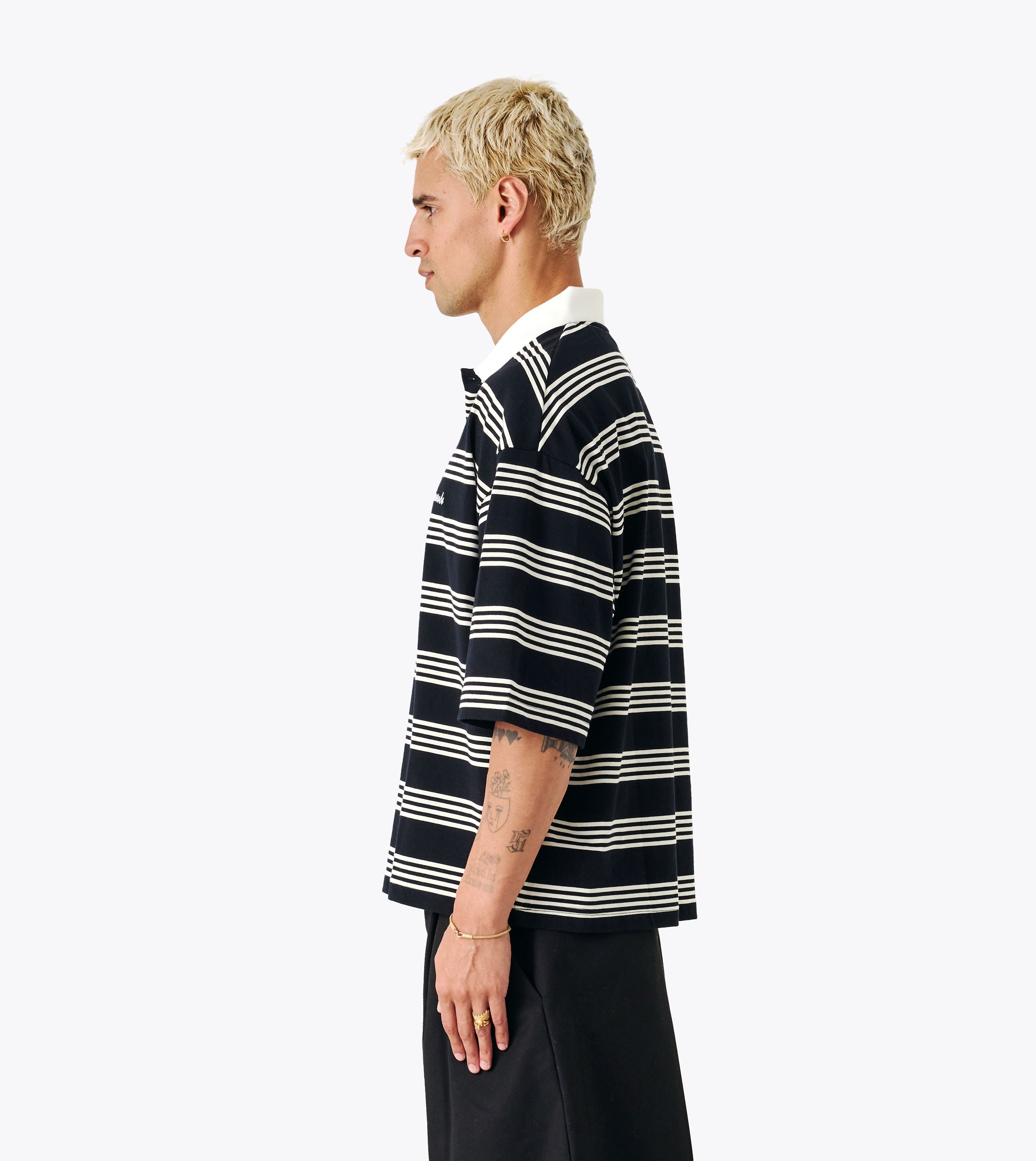 Box Crop Polo Black/White