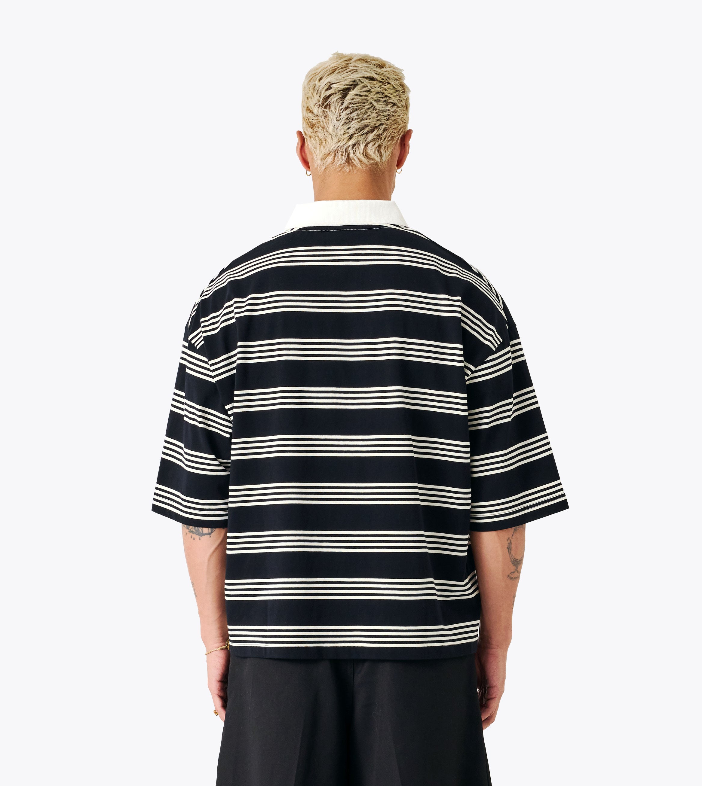 Box Crop Polo Black/White
