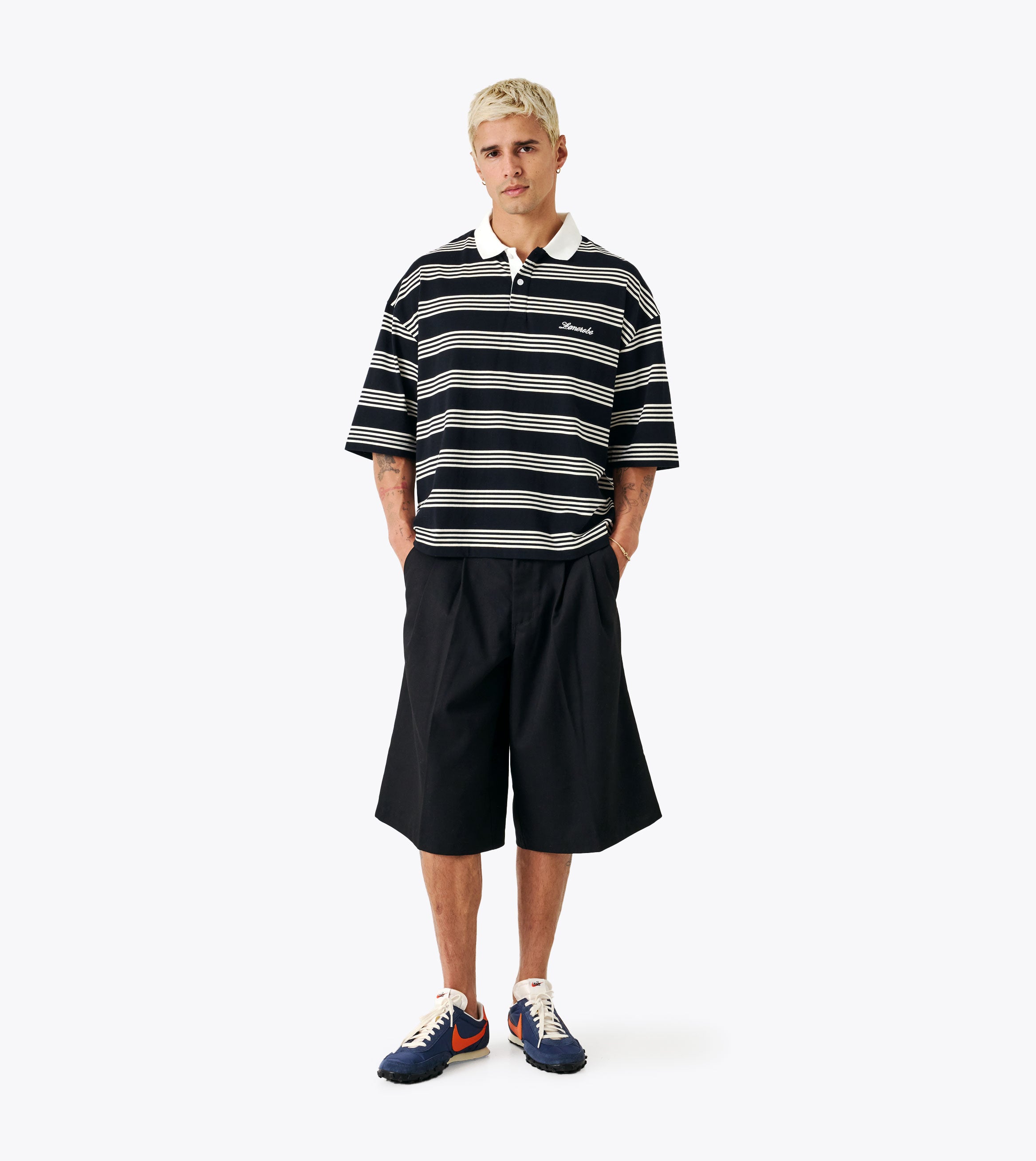 Box Crop Polo Black/White