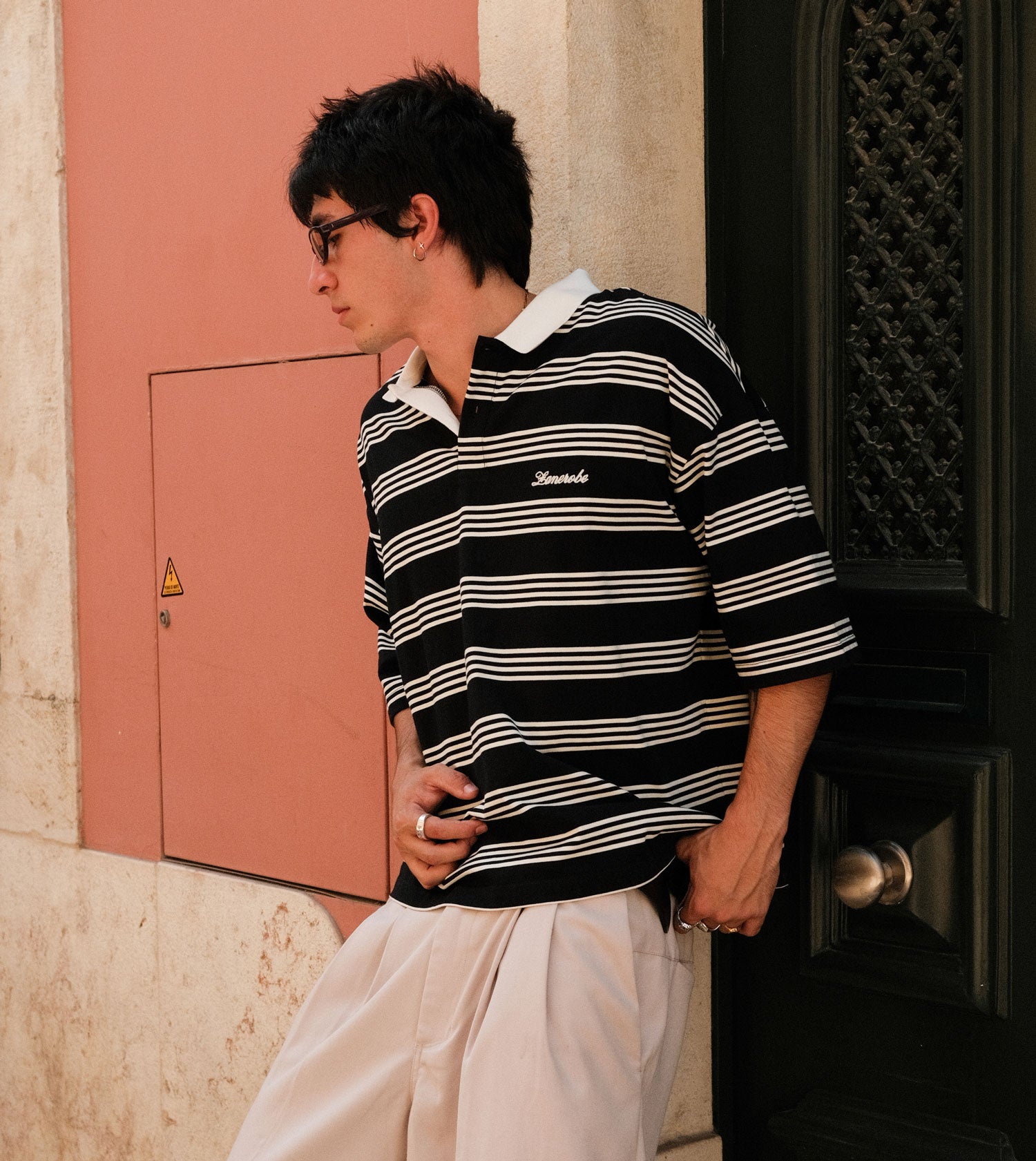 Box Crop Polo Black/White