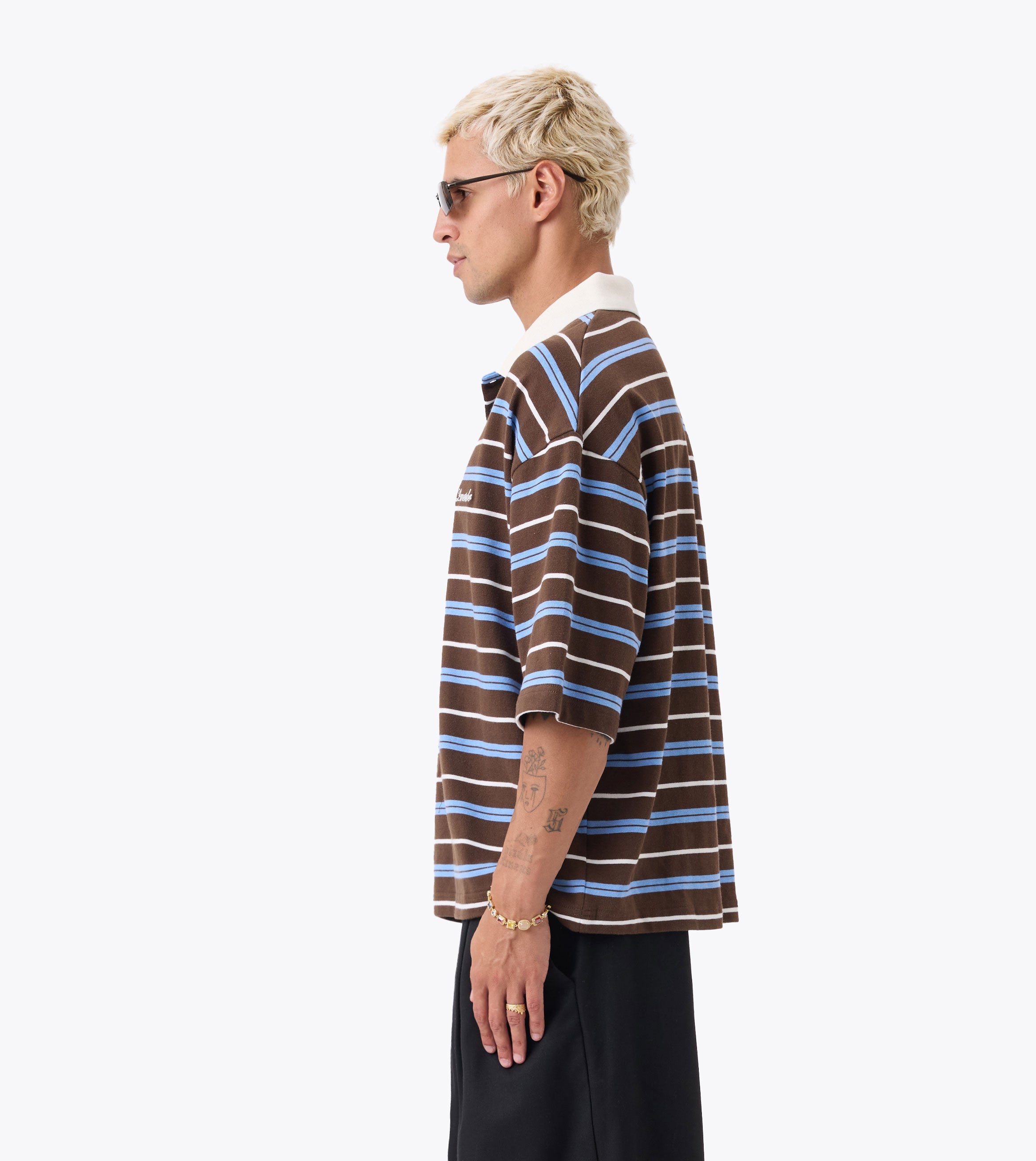 Box Crop Polo Choc/Sky Blue - Coming Soon