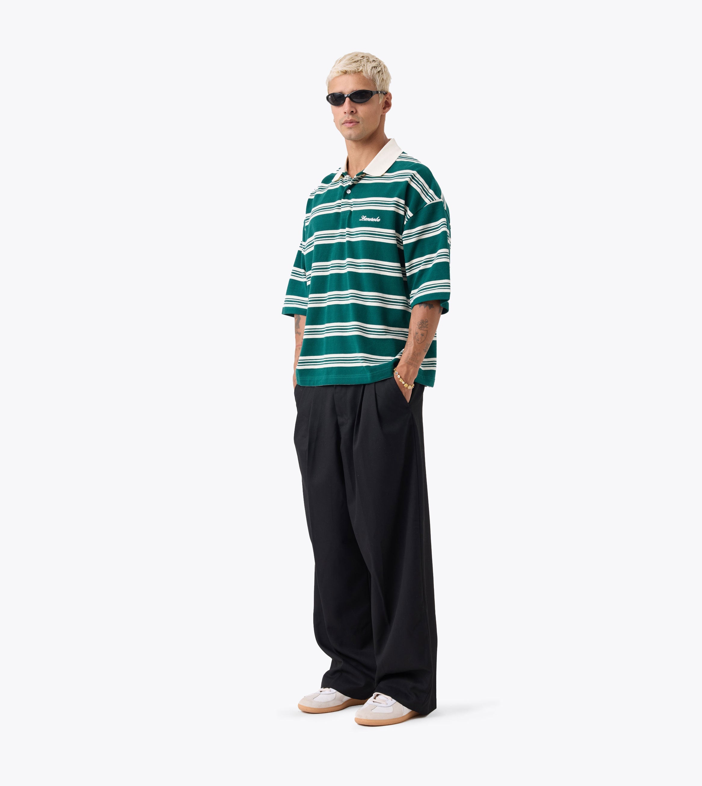 Box Crop Polo Forest Stripe - Coming Soon
