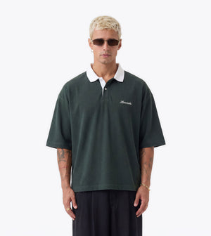 Box Crop Polo Forest/White - Coming Soon