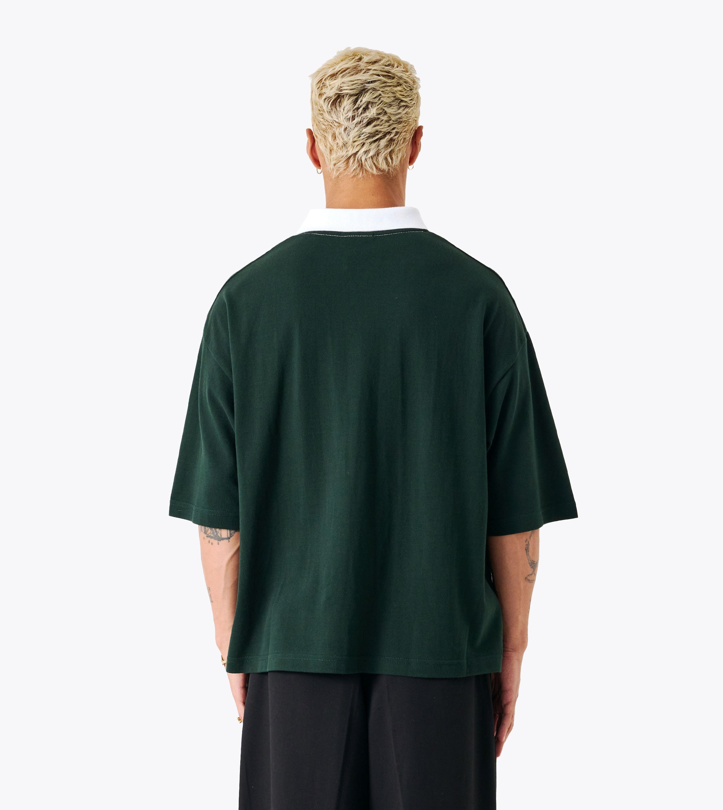 Box Crop Polo Forest/White