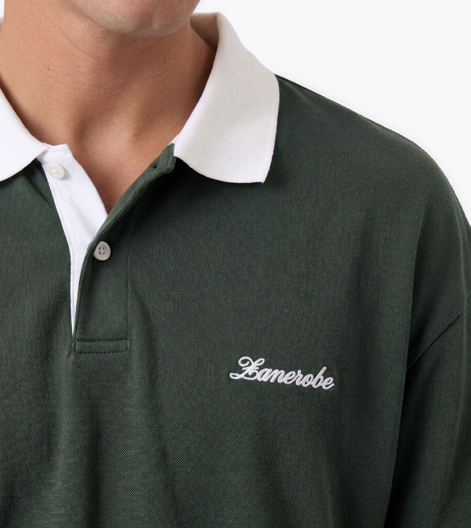 Box Crop Polo Forest/White - Coming Soon