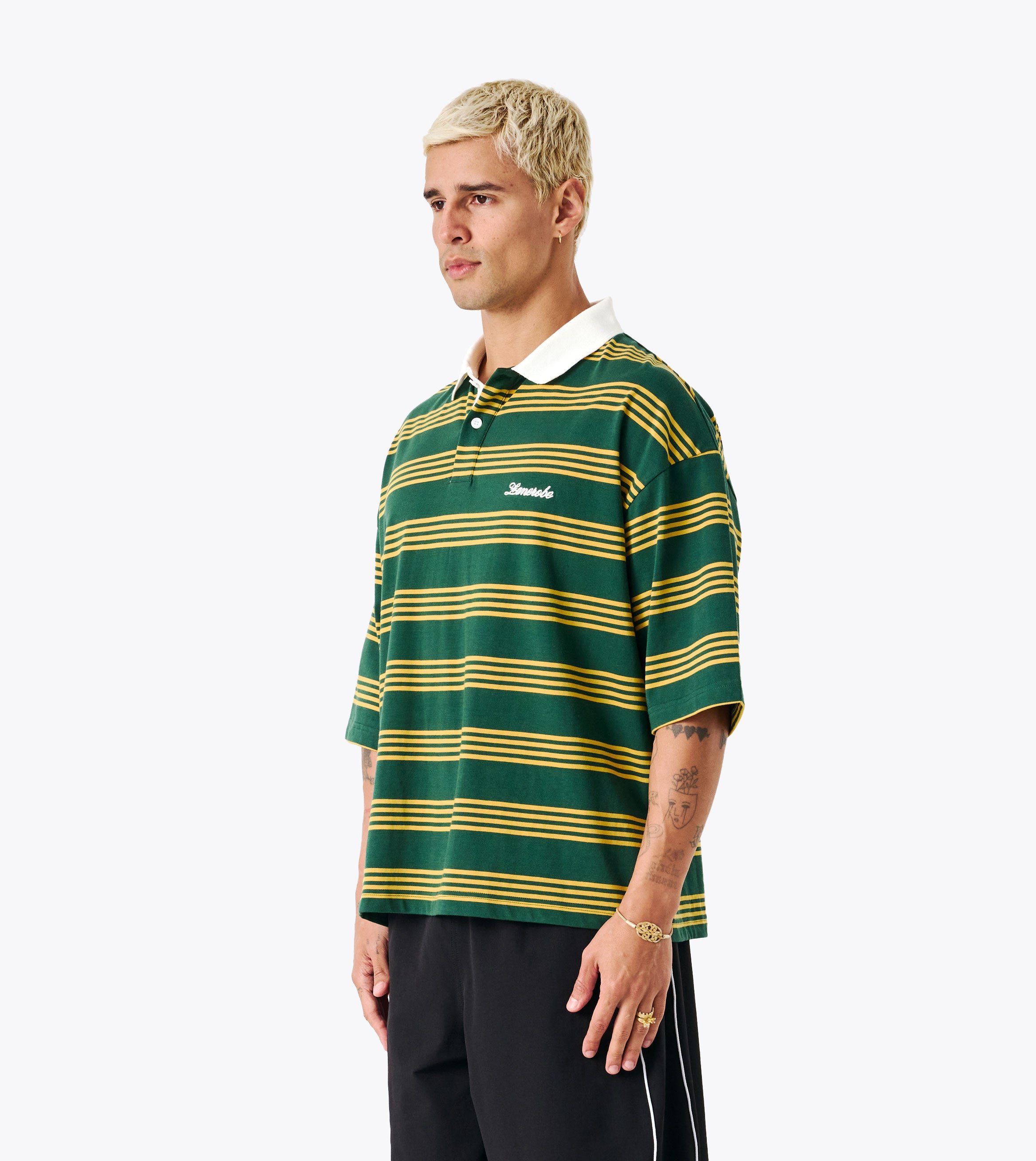 Box Crop Polo Green/Gold