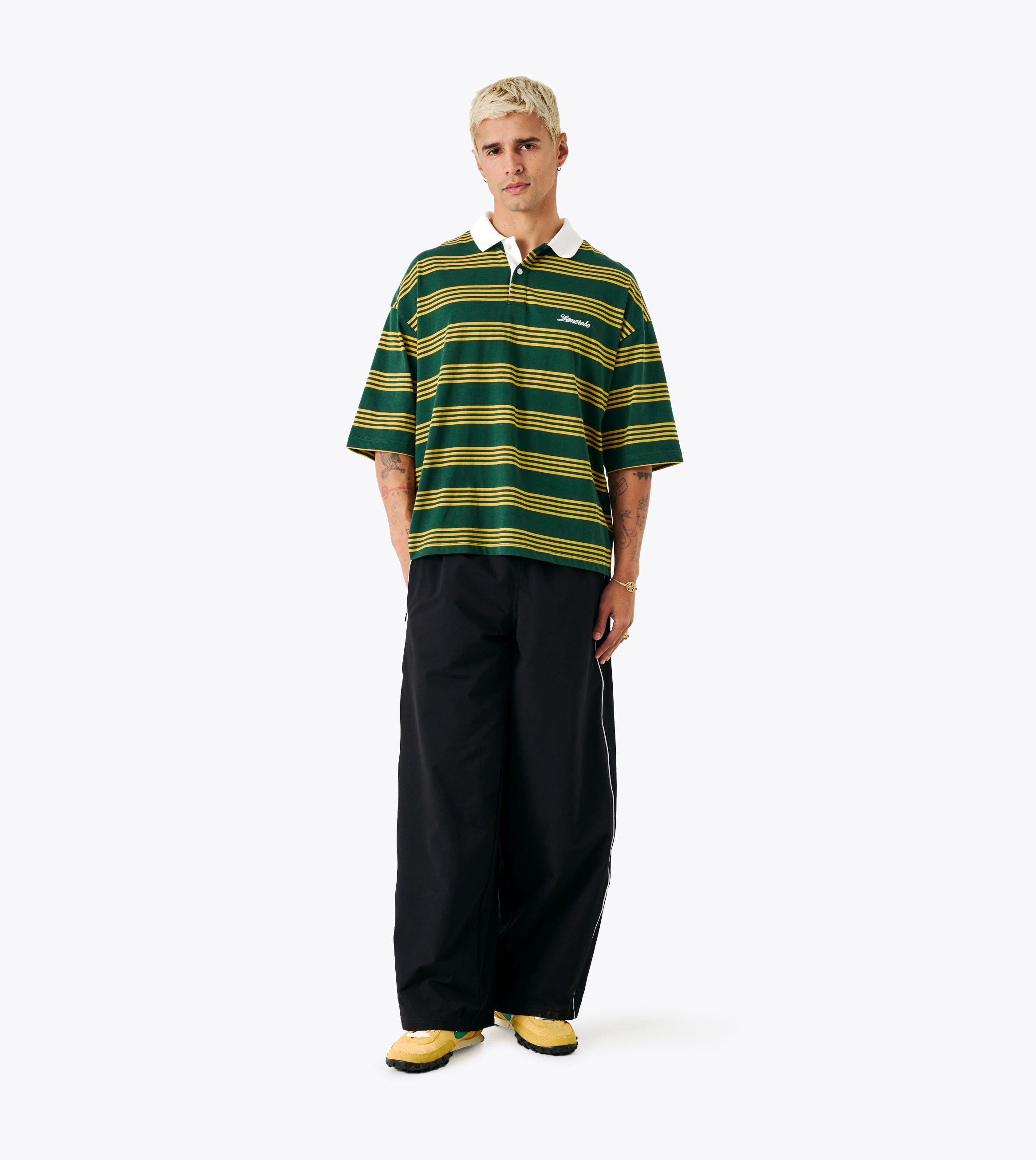 Box Crop Polo Green/Gold