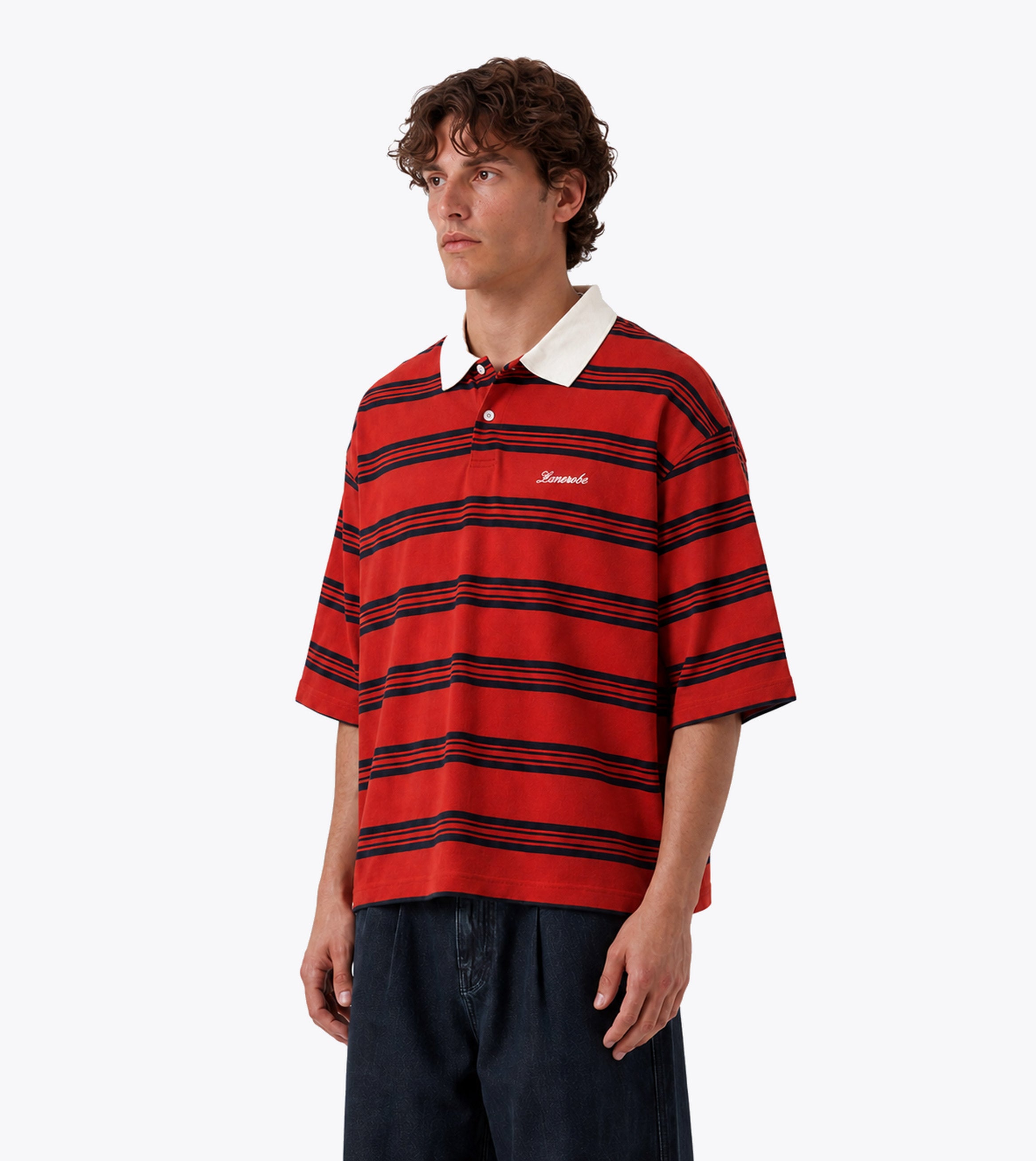Box Crop Polo Red/Navy