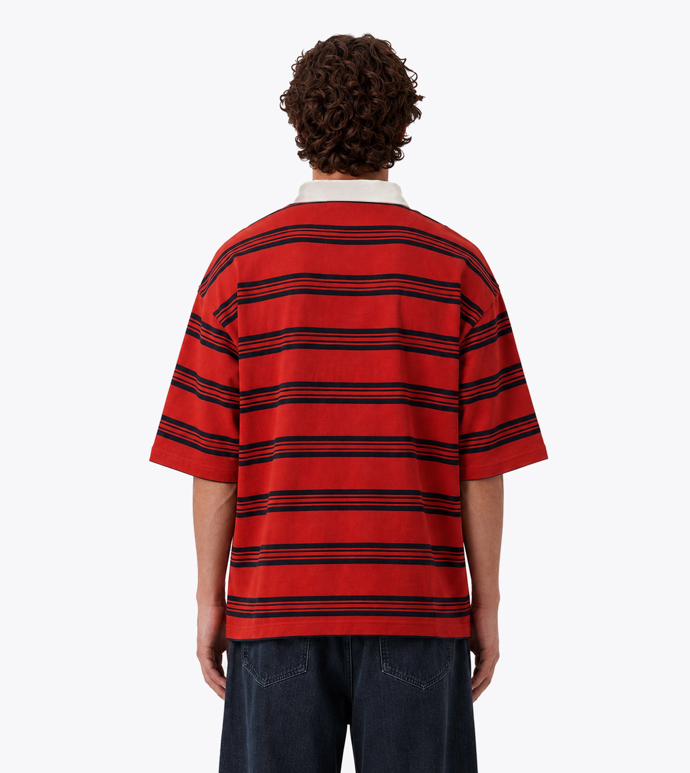 Box Crop Polo Red/Navy
