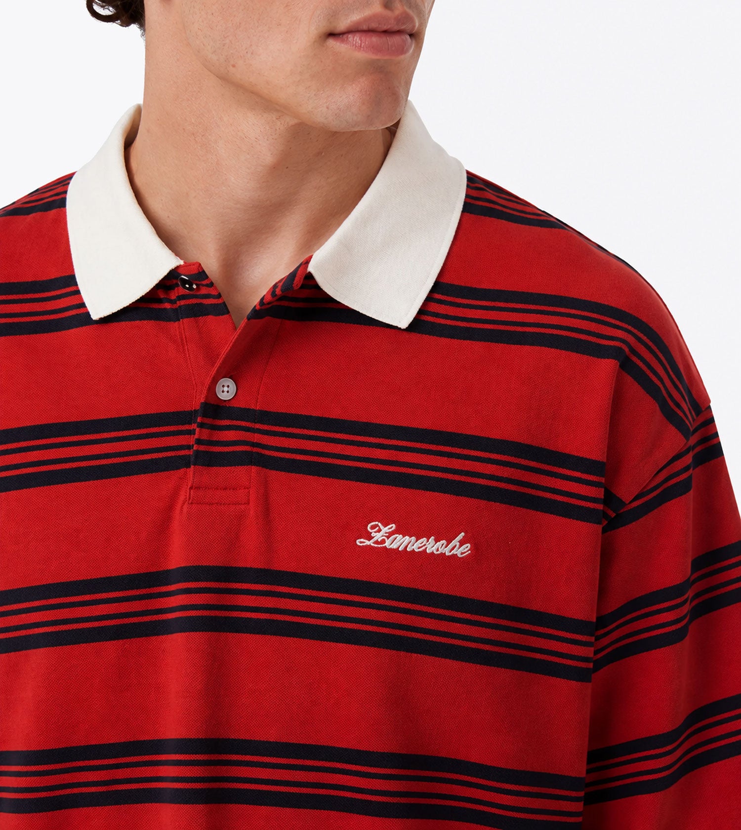 Box Crop Polo Red/Navy