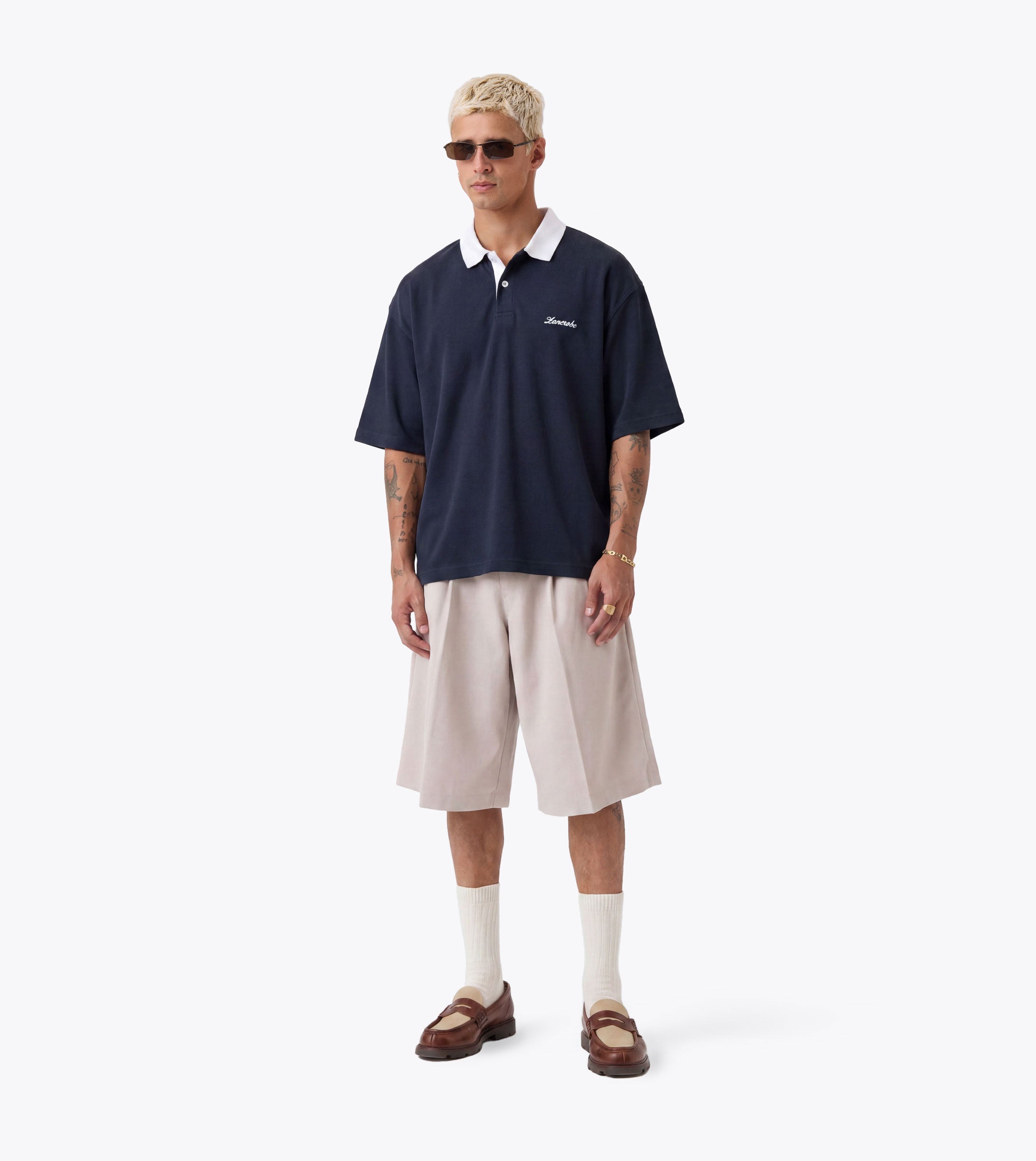 Box Crop Polo Navy/White - Coming Soon