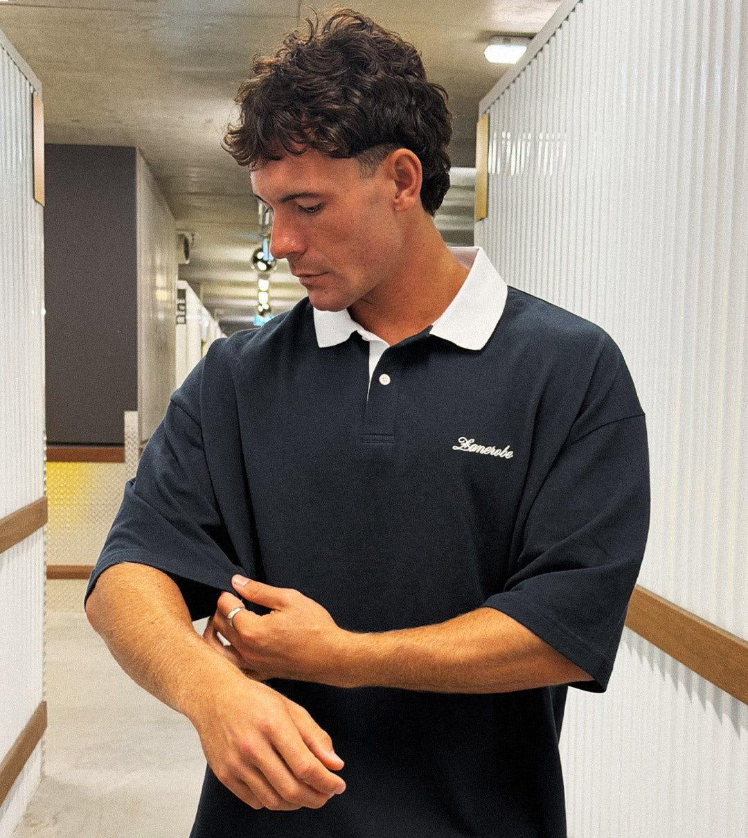 Box Crop Polo Navy/White - Coming Soon