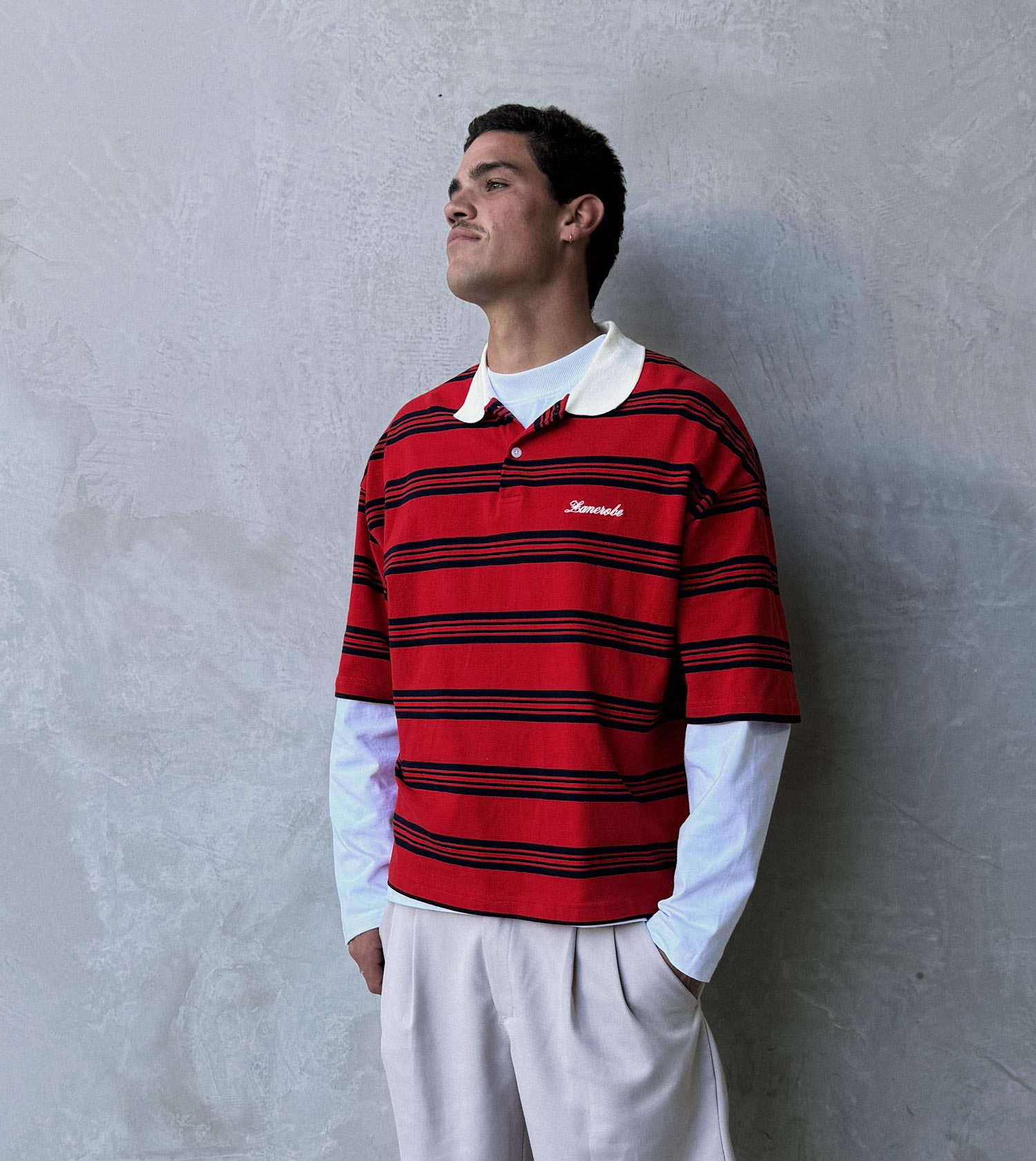 Box Crop Polo Red/Navy