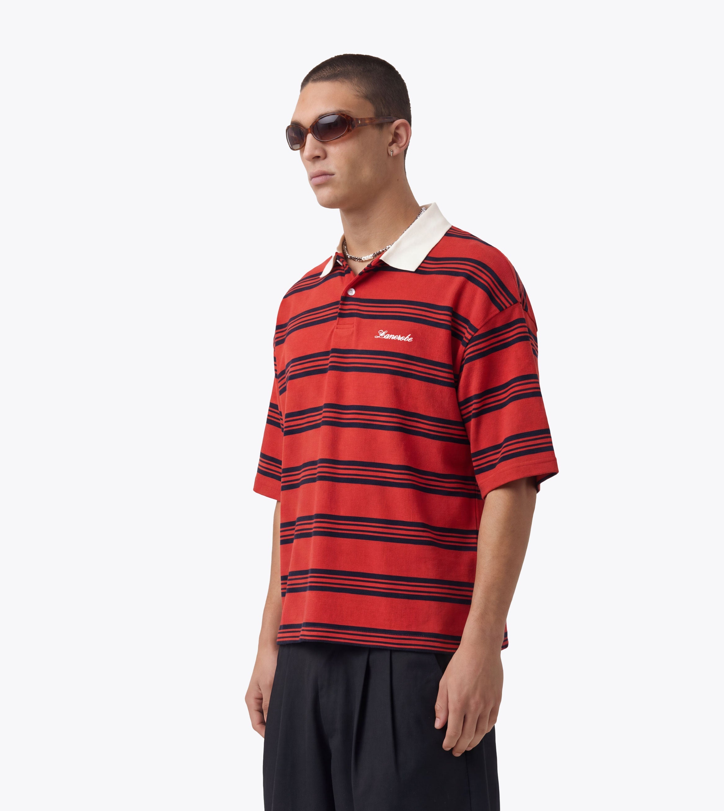Box Crop Polo Red/Navy