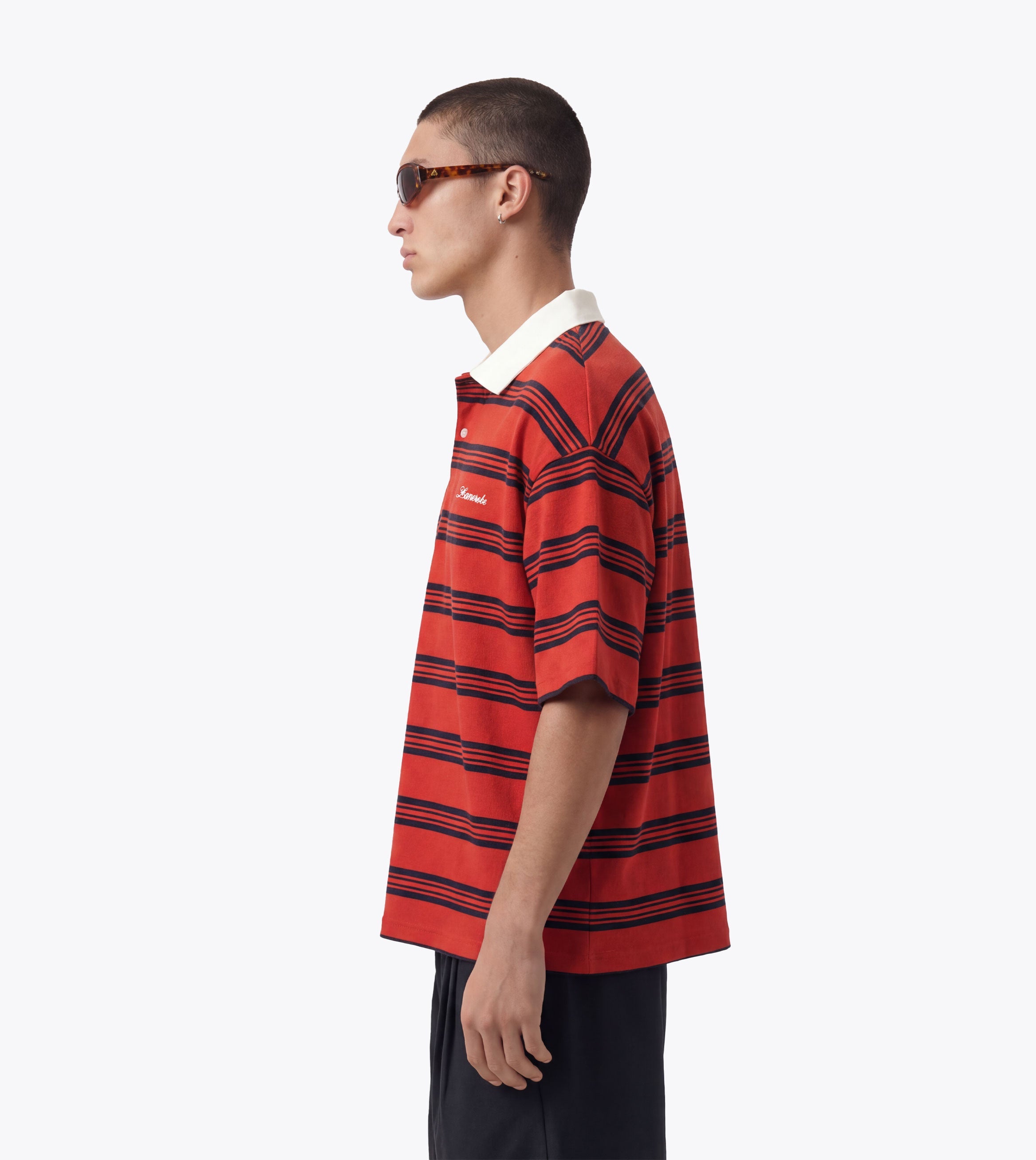 Box Crop Polo Red/Navy