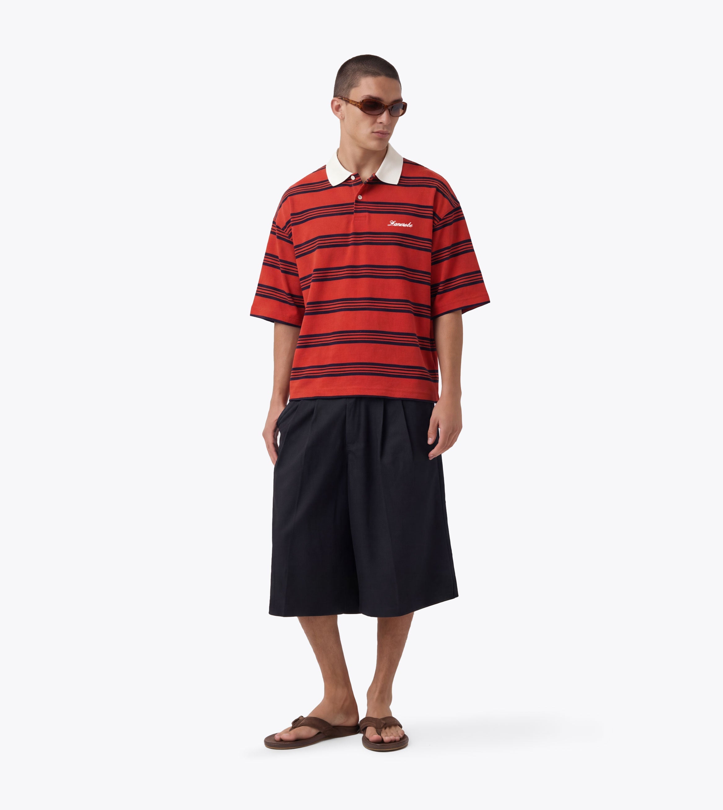 Box Crop Polo Red/Navy