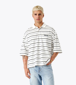 Box Crop Polo White/Grey/Black