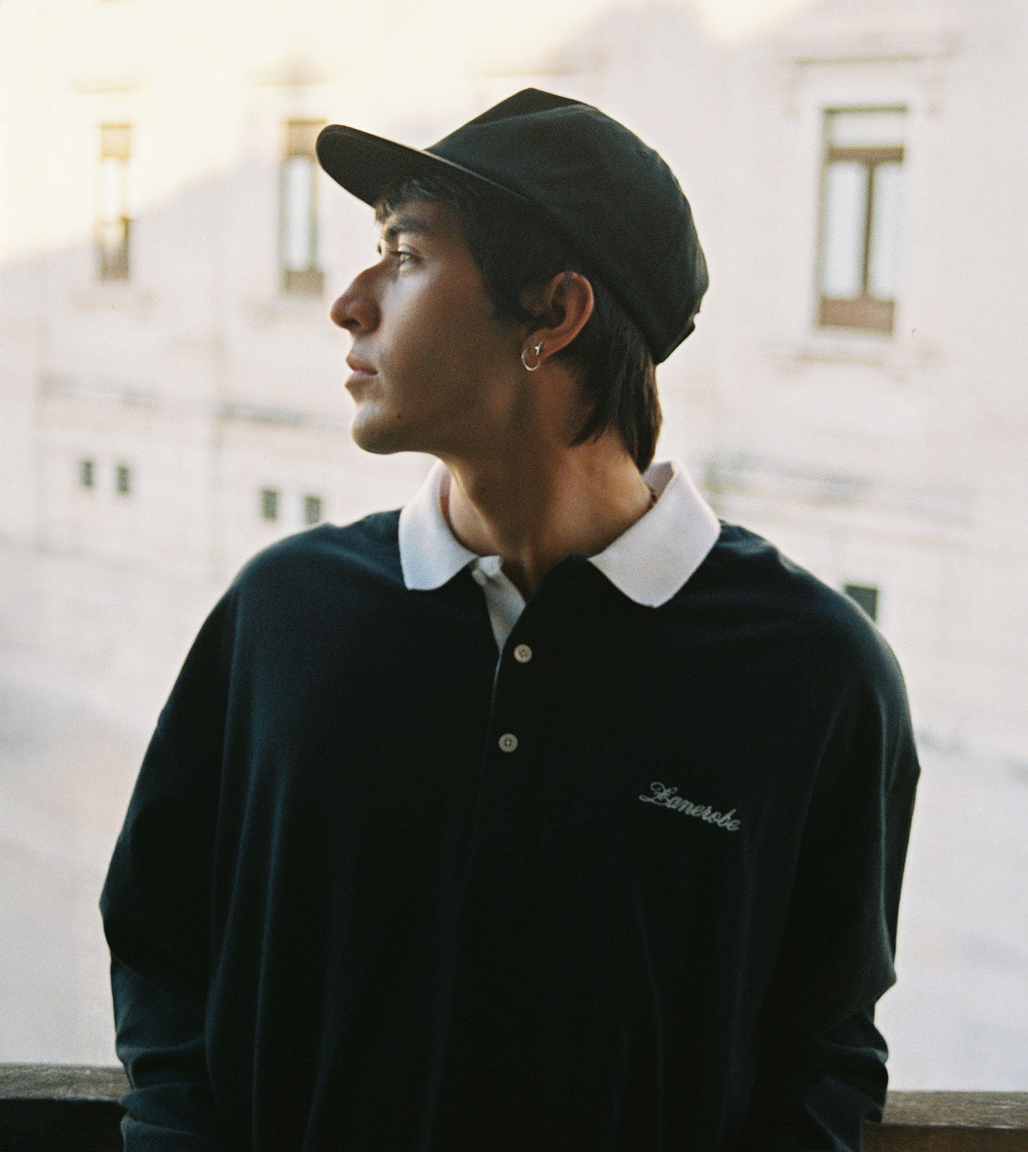 Box Crop Rugby Shirt Navy White