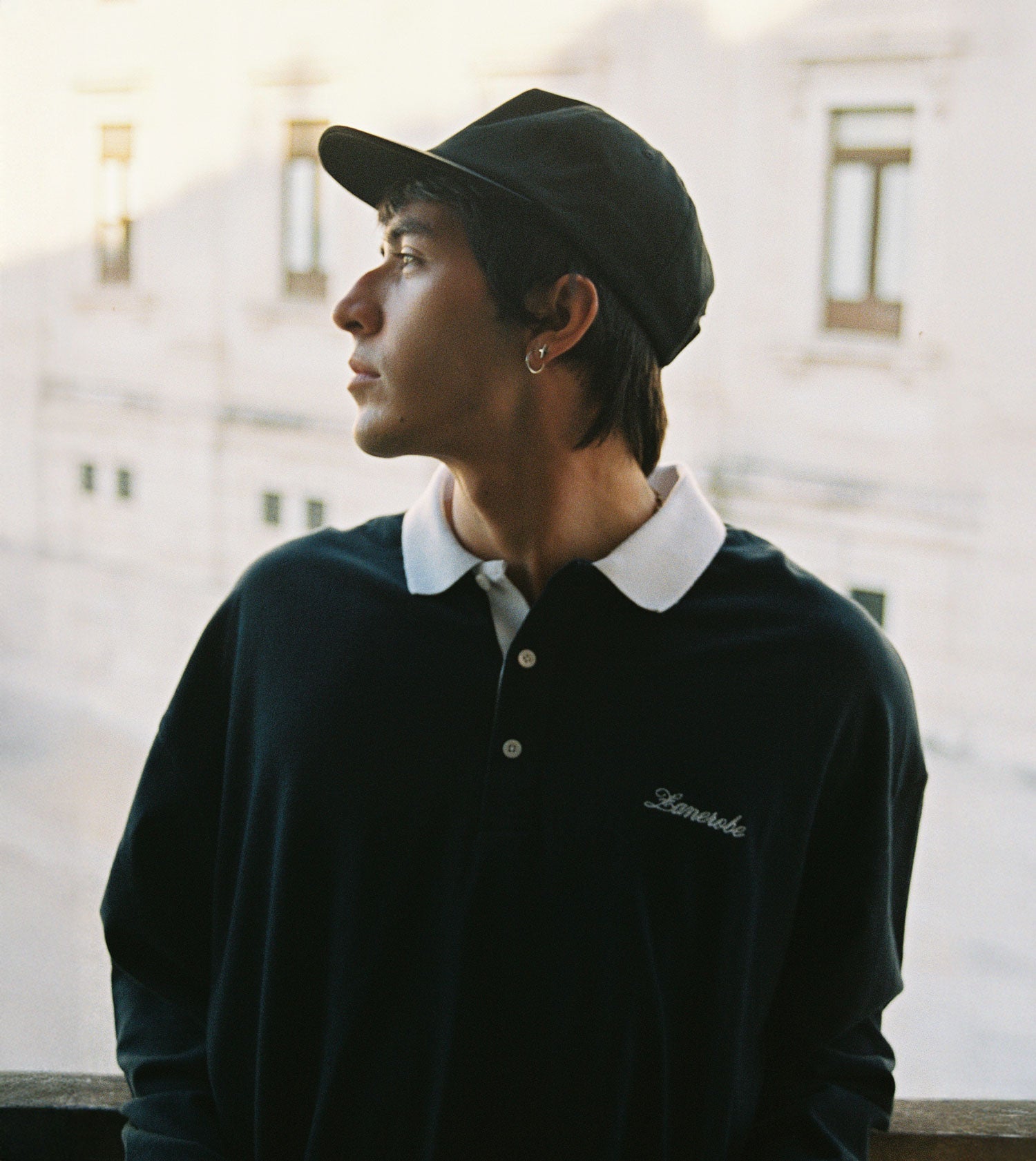 Box Crop Rugby Shirt Navy White