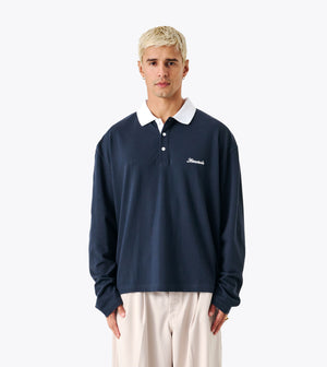 Box Crop Rugby Shirt Navy White