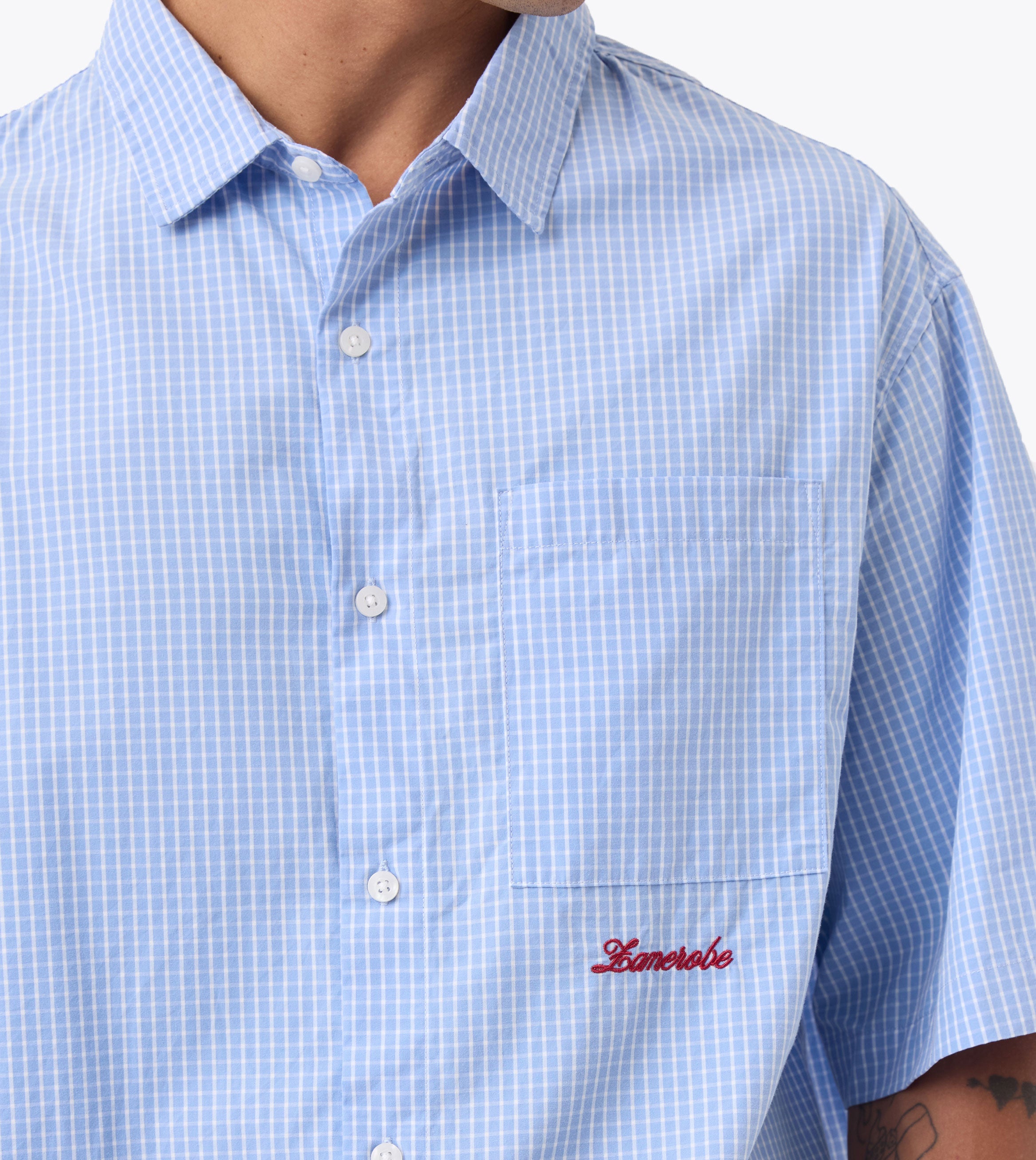 Box Crop Shirt Blue Check