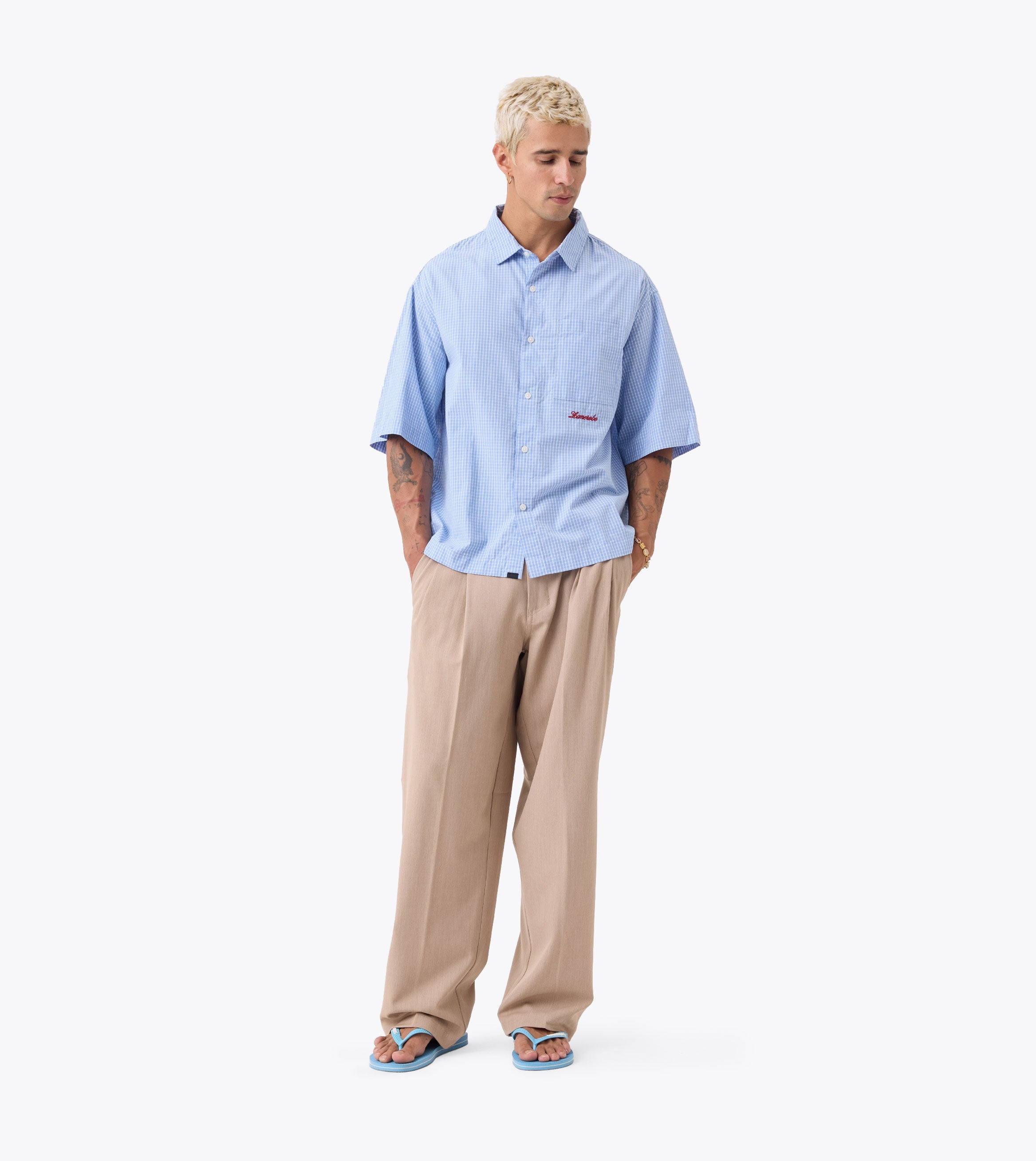 Box Crop Shirt Blue Check - Coming Soon