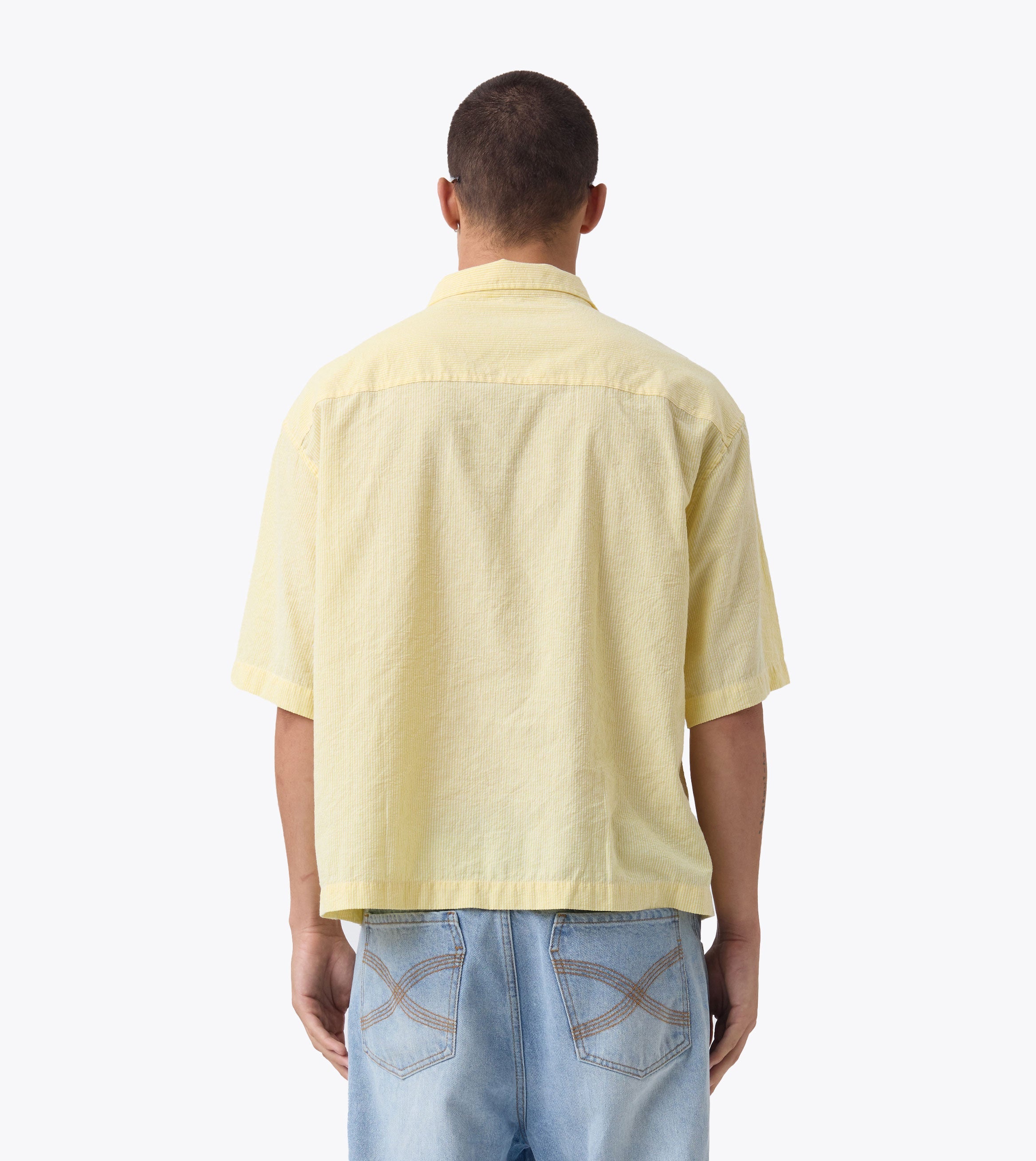Box Crop Shirt Butter Stripe