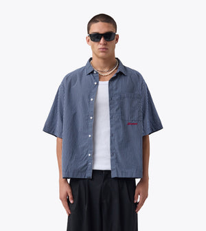 Box Crop Shirt Navy Check