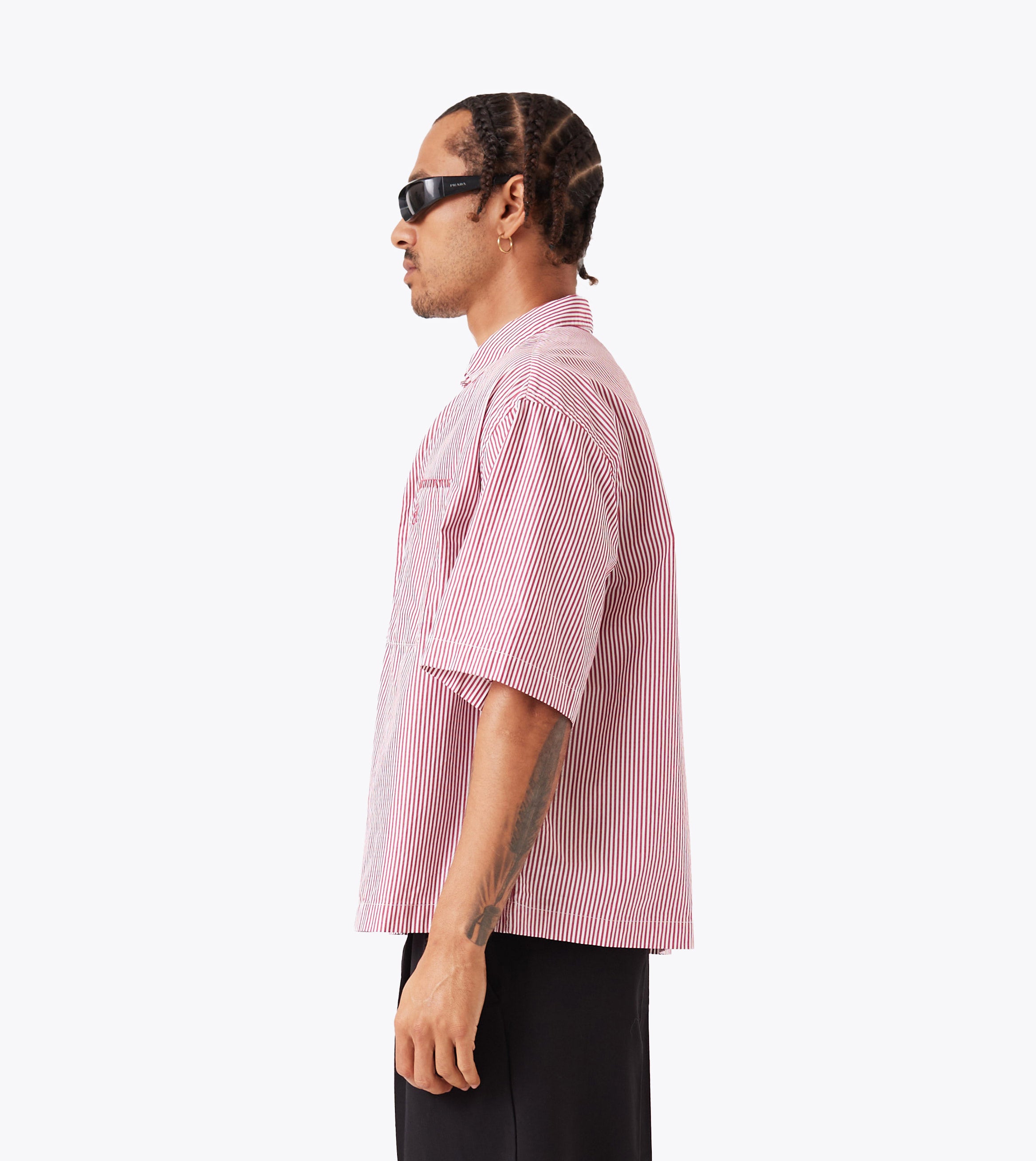 Box Crop Shirt Red Stripe
