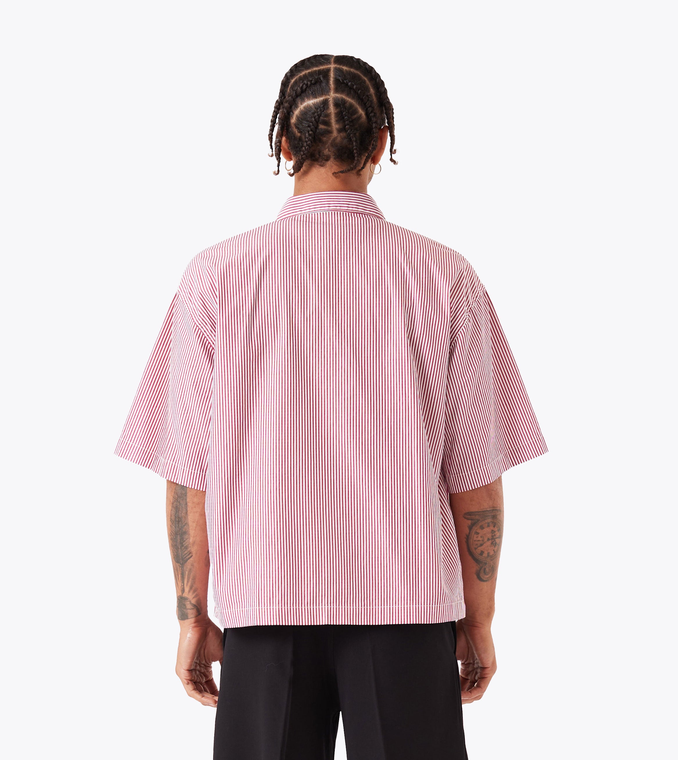 Box Crop Shirt Red Stripe