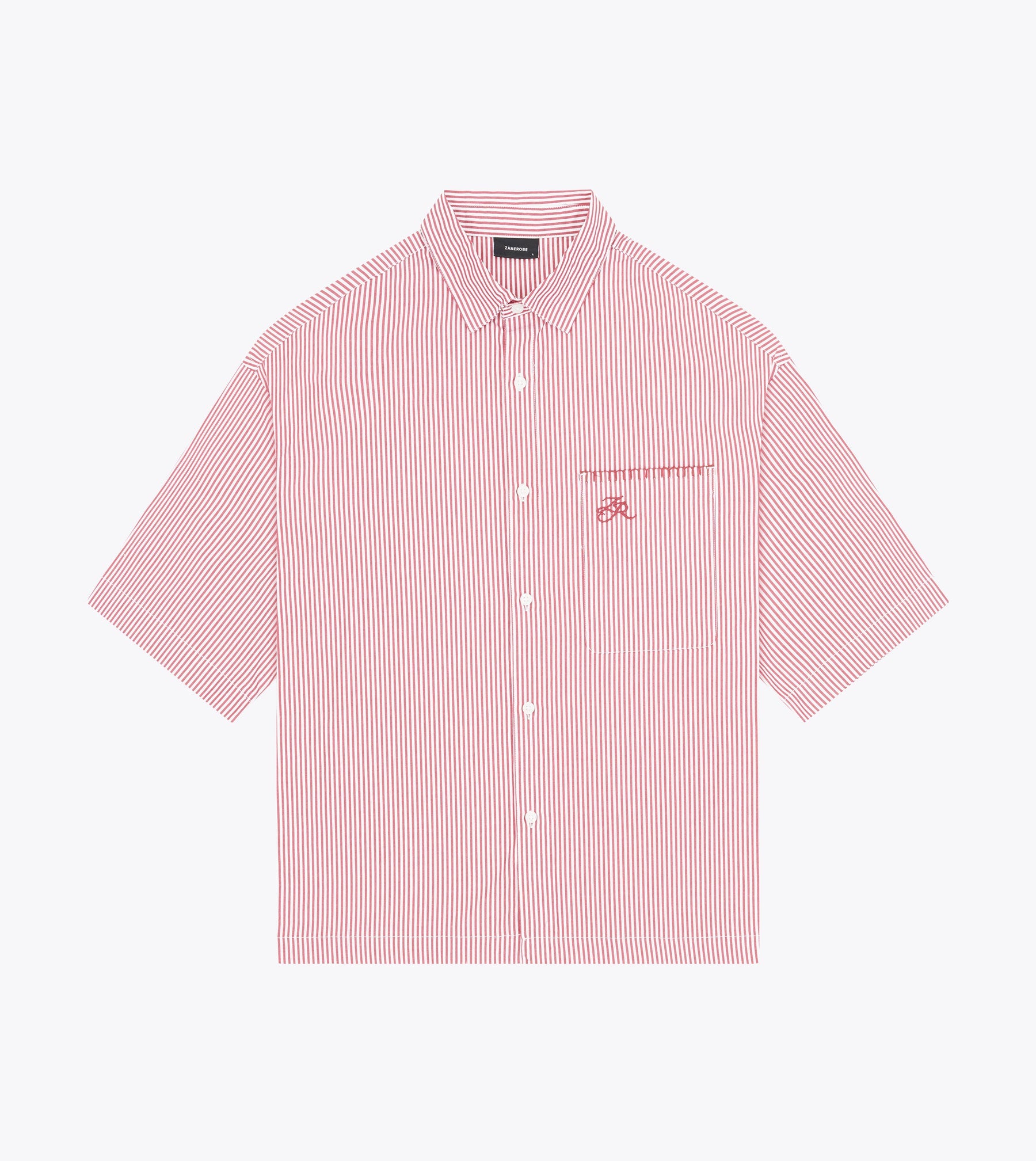 Box Crop Shirt Red Stripe