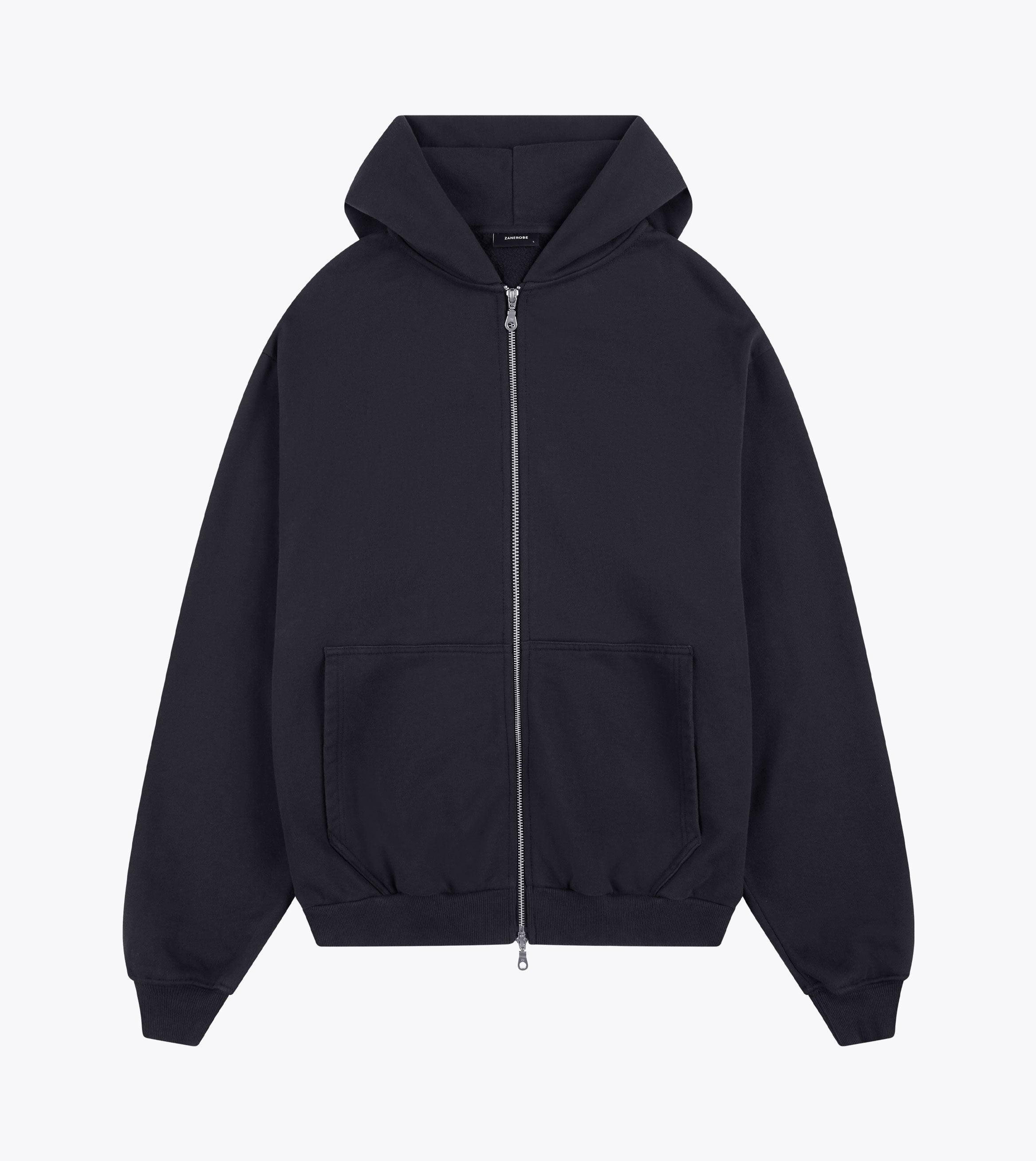 Box Zip Hood Black
