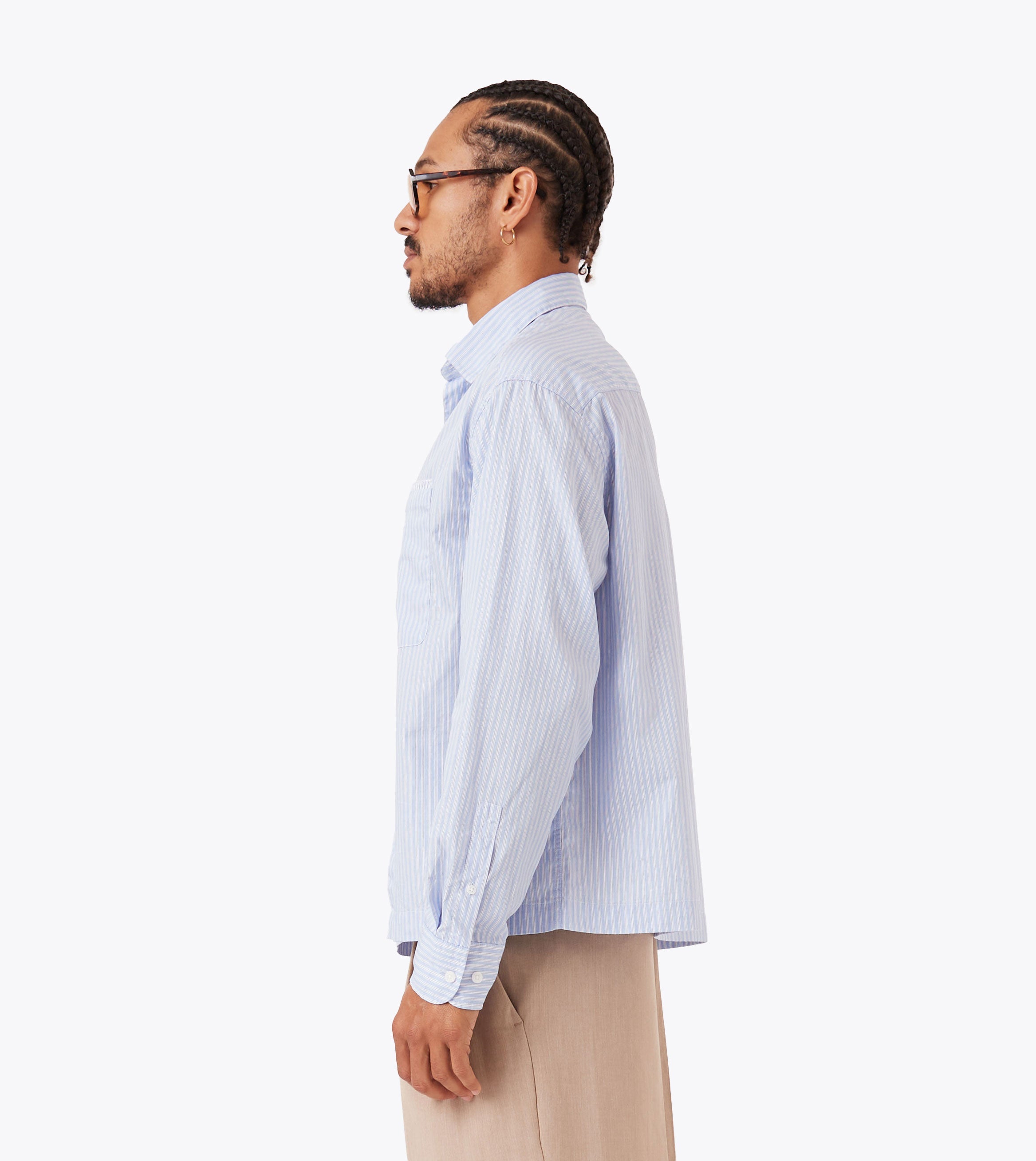 Box Crop LS Shirt Blue Stripe