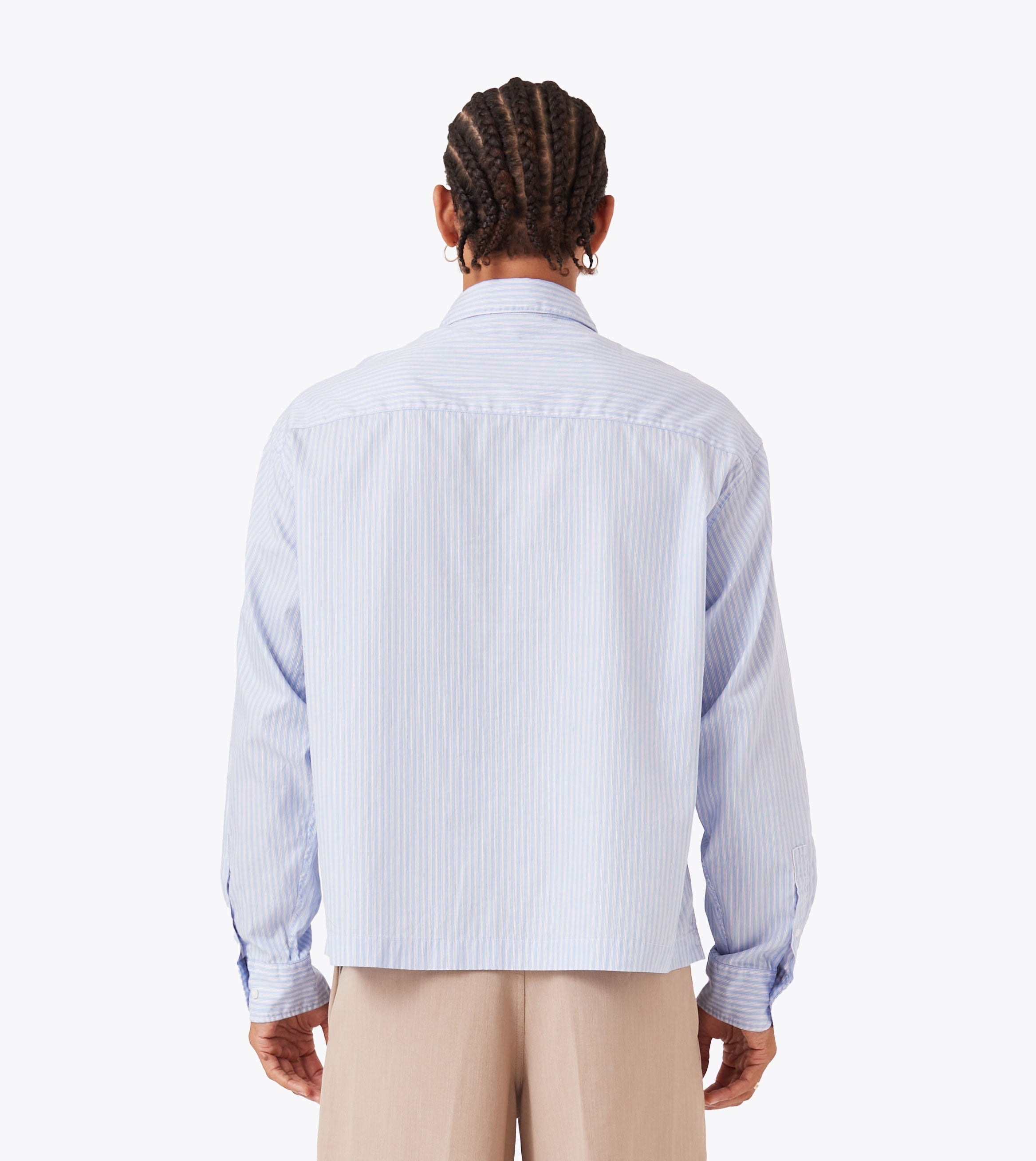 Box Crop LS Shirt Blue Stripe