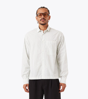 Box Crop LS Shirt Vintage White/Seaweed