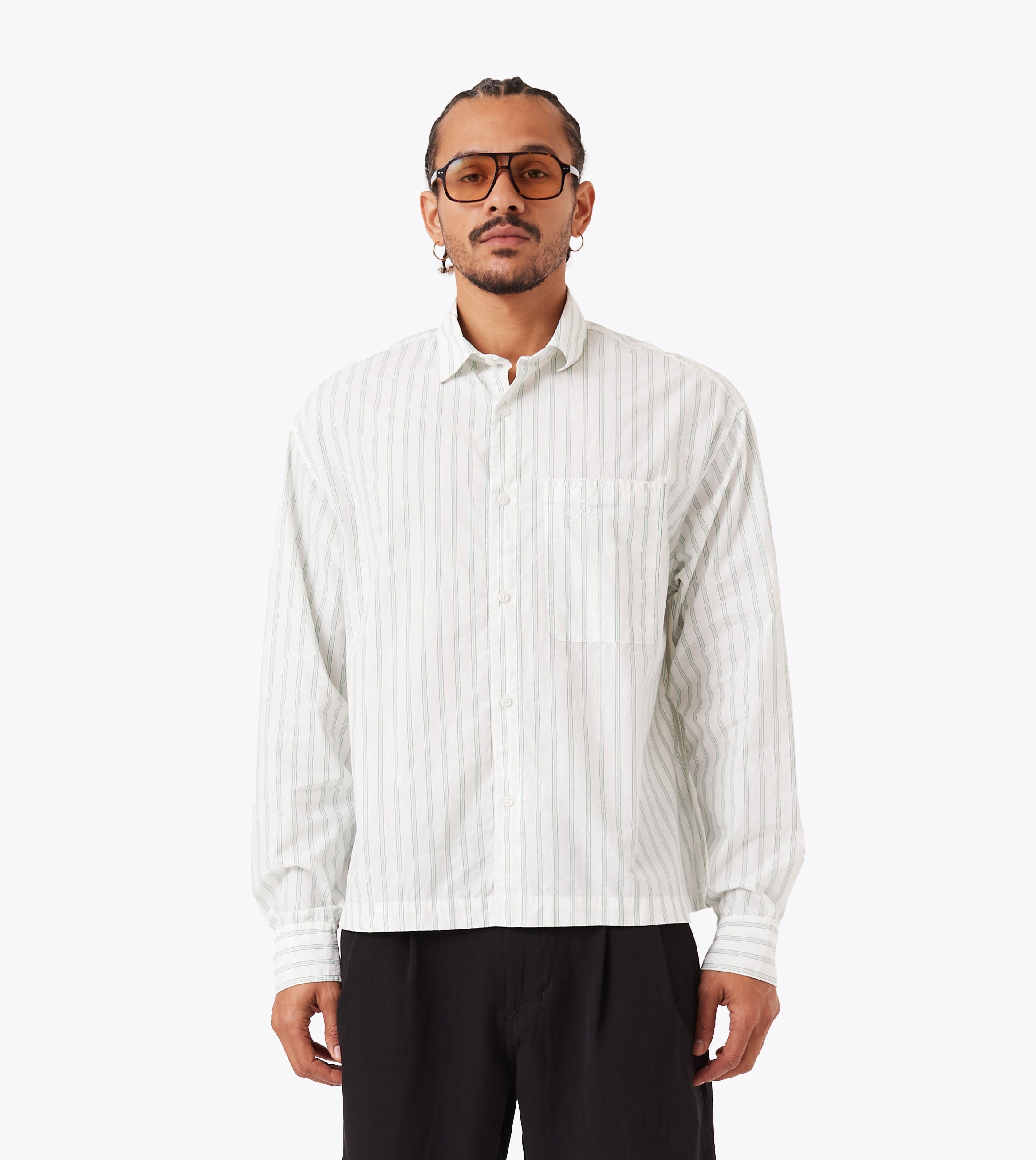 Box Crop LS Shirt Vintage White/Seaweed