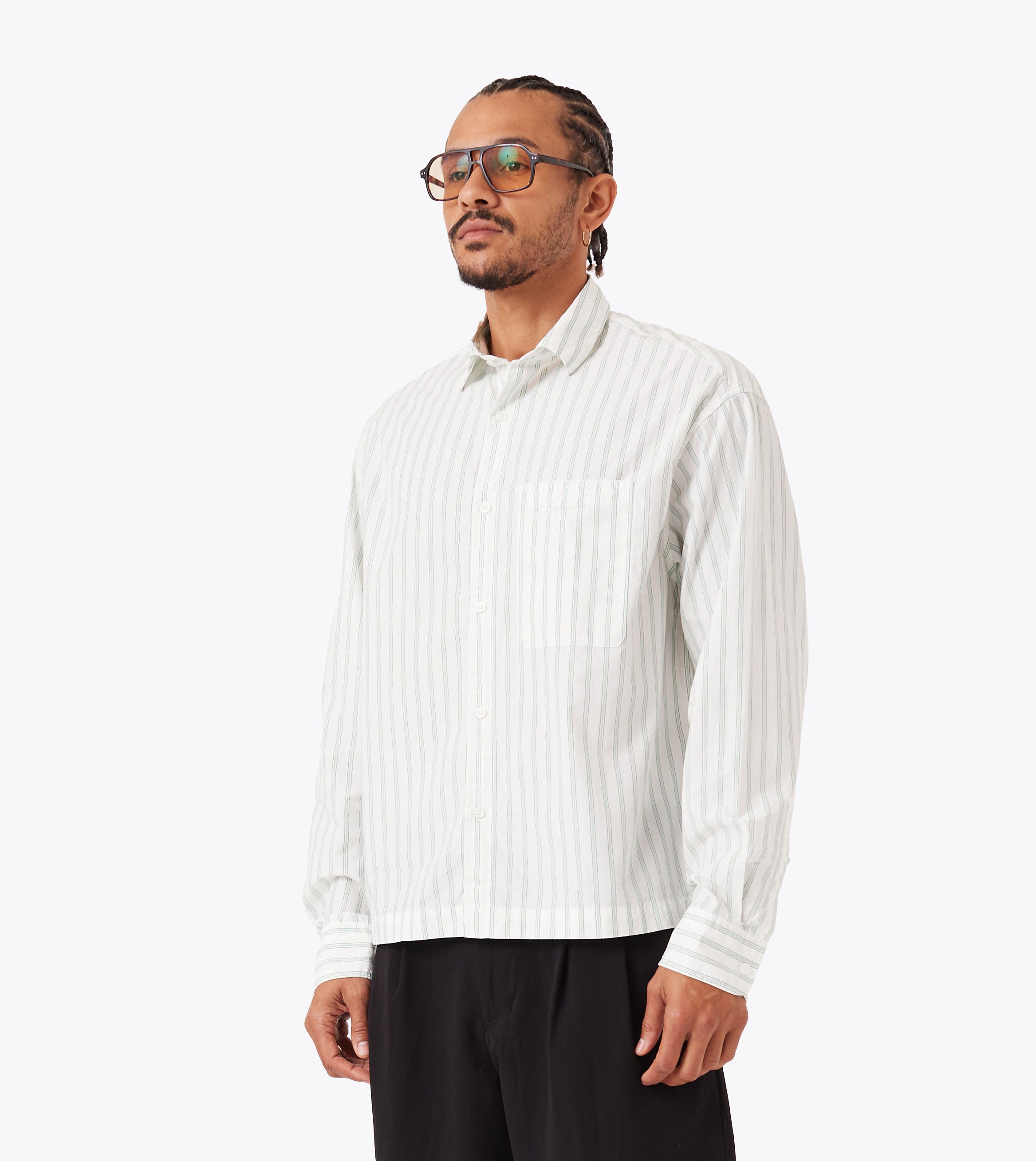 Box Crop LS Shirt Vintage White/Seaweed