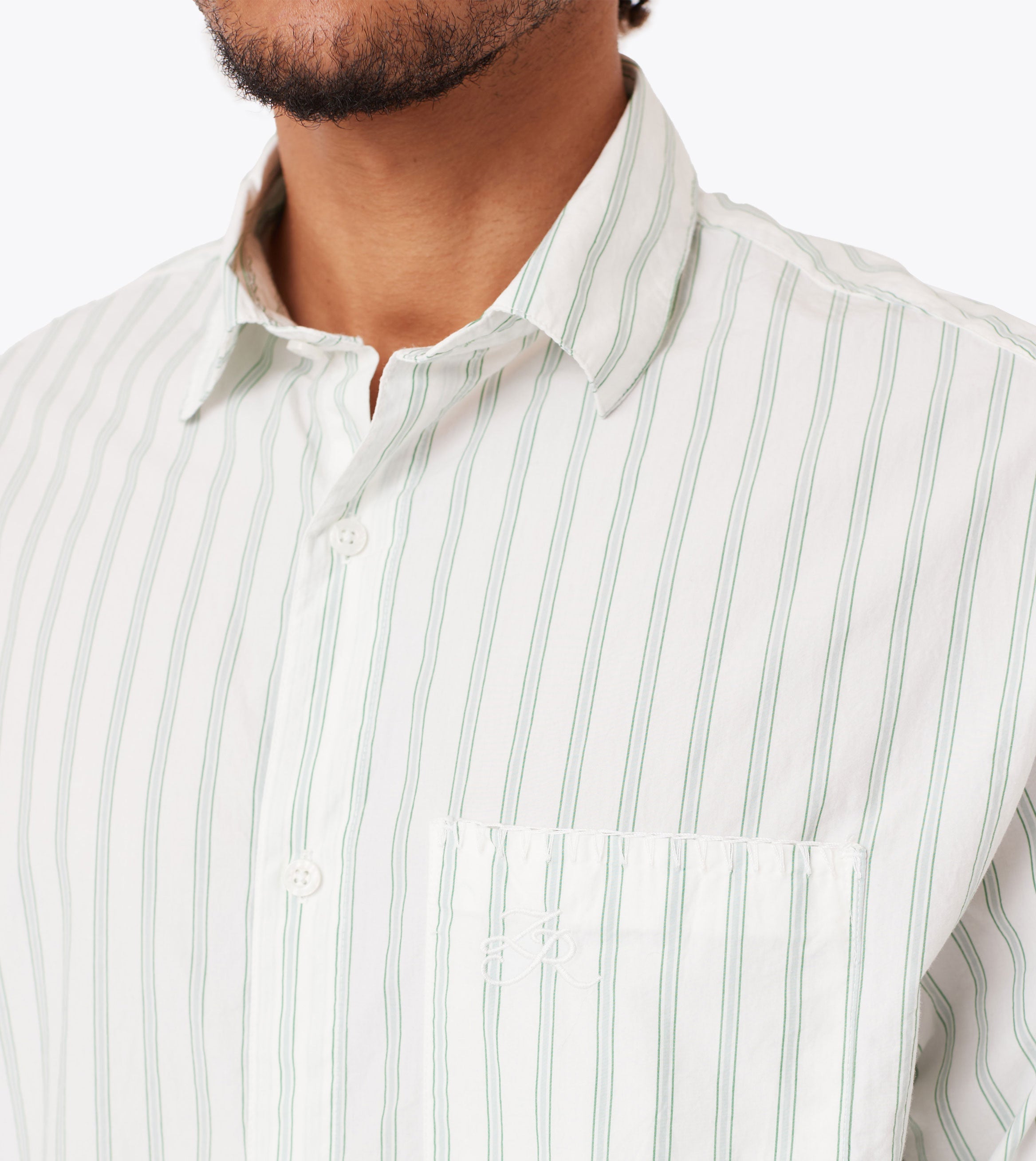 Box Crop LS Shirt Vintage White/Seaweed