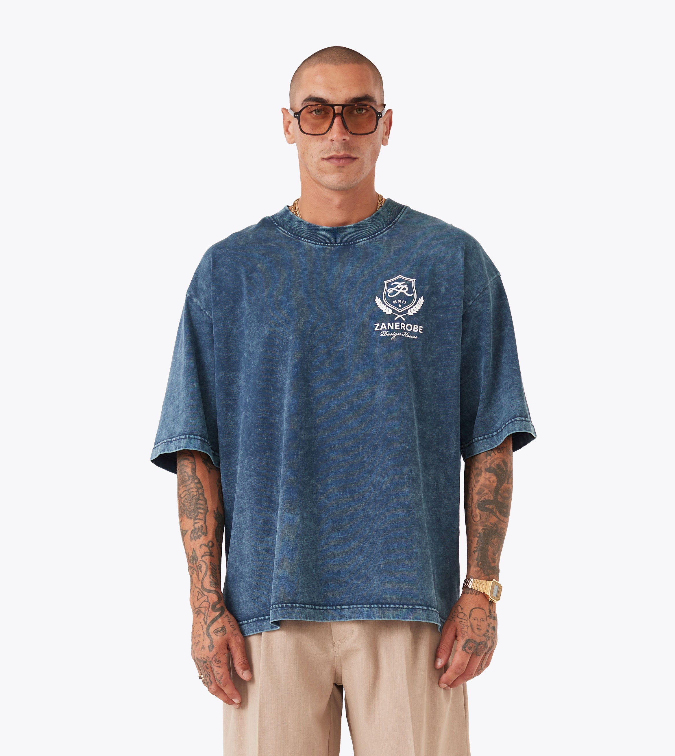 Crest Flow Tee GD Navy