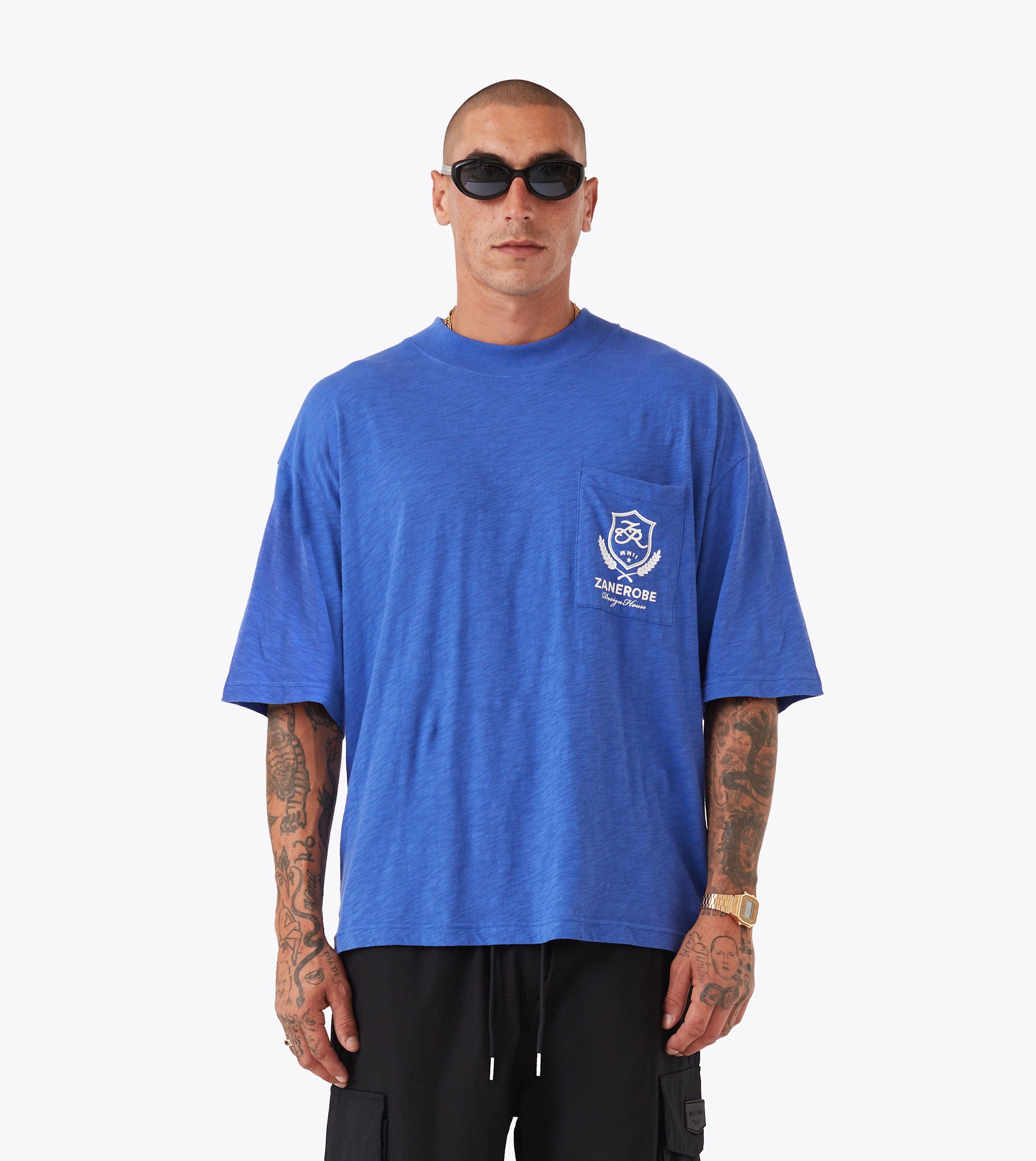 Crest Slub Flow Tee Cobalt Blue