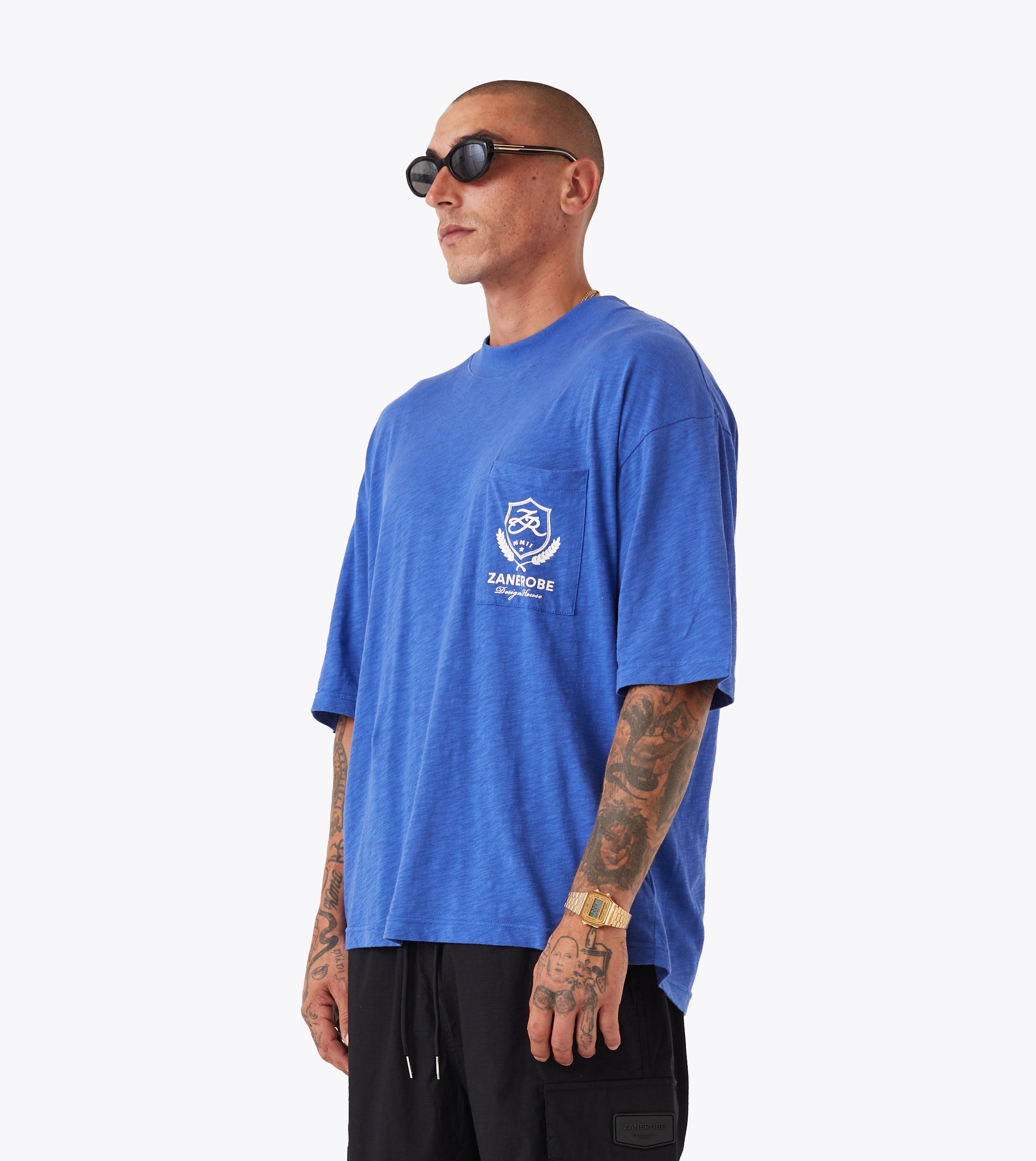 Crest Slub Flow Tee Cobalt Blue